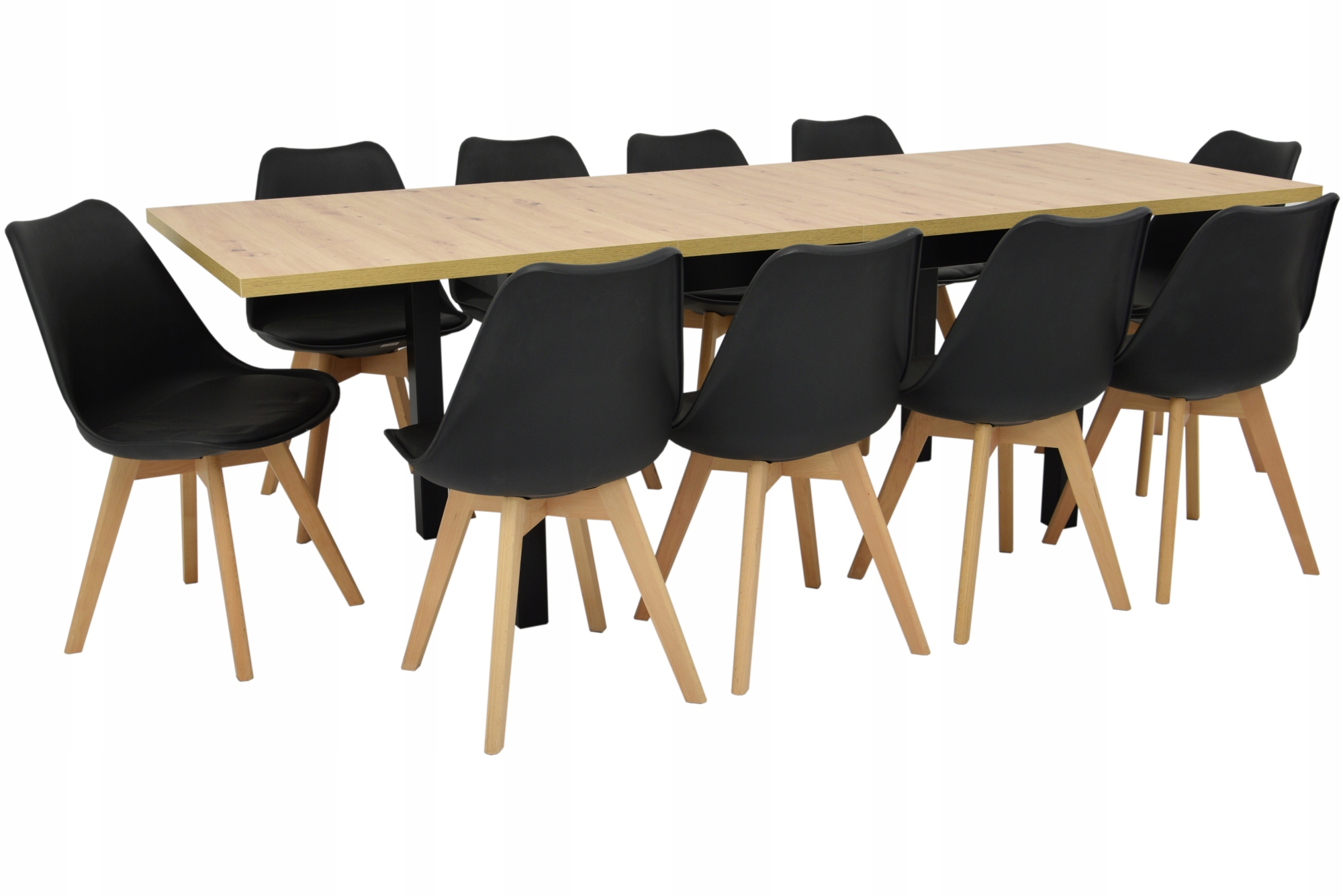 Stół 90x160/ 240 cm i 10 nowoczesnych krzeseł