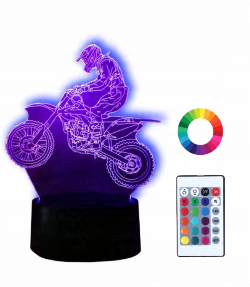 

Lampka Nocna Motor Motocross 3D Led Pilot Imię