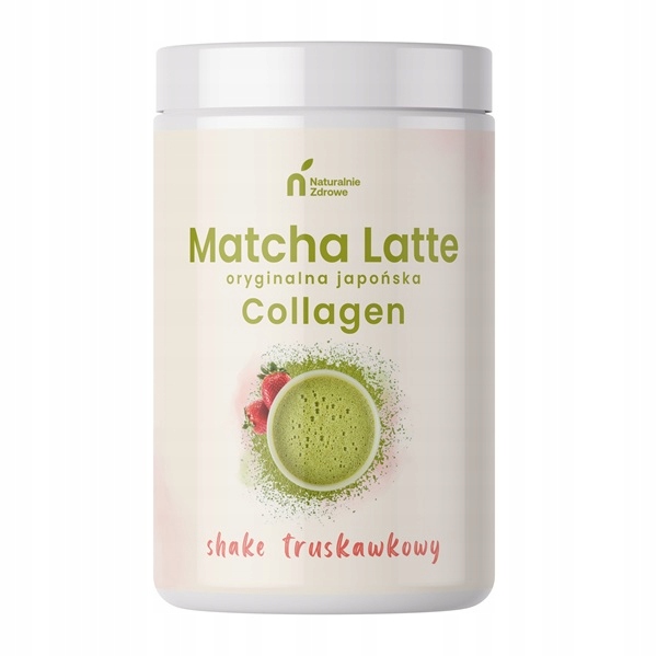 Levně Bez cukru jahoda prášek Naturalnie Zdrowe Matcha latte s kolagenem 410 g