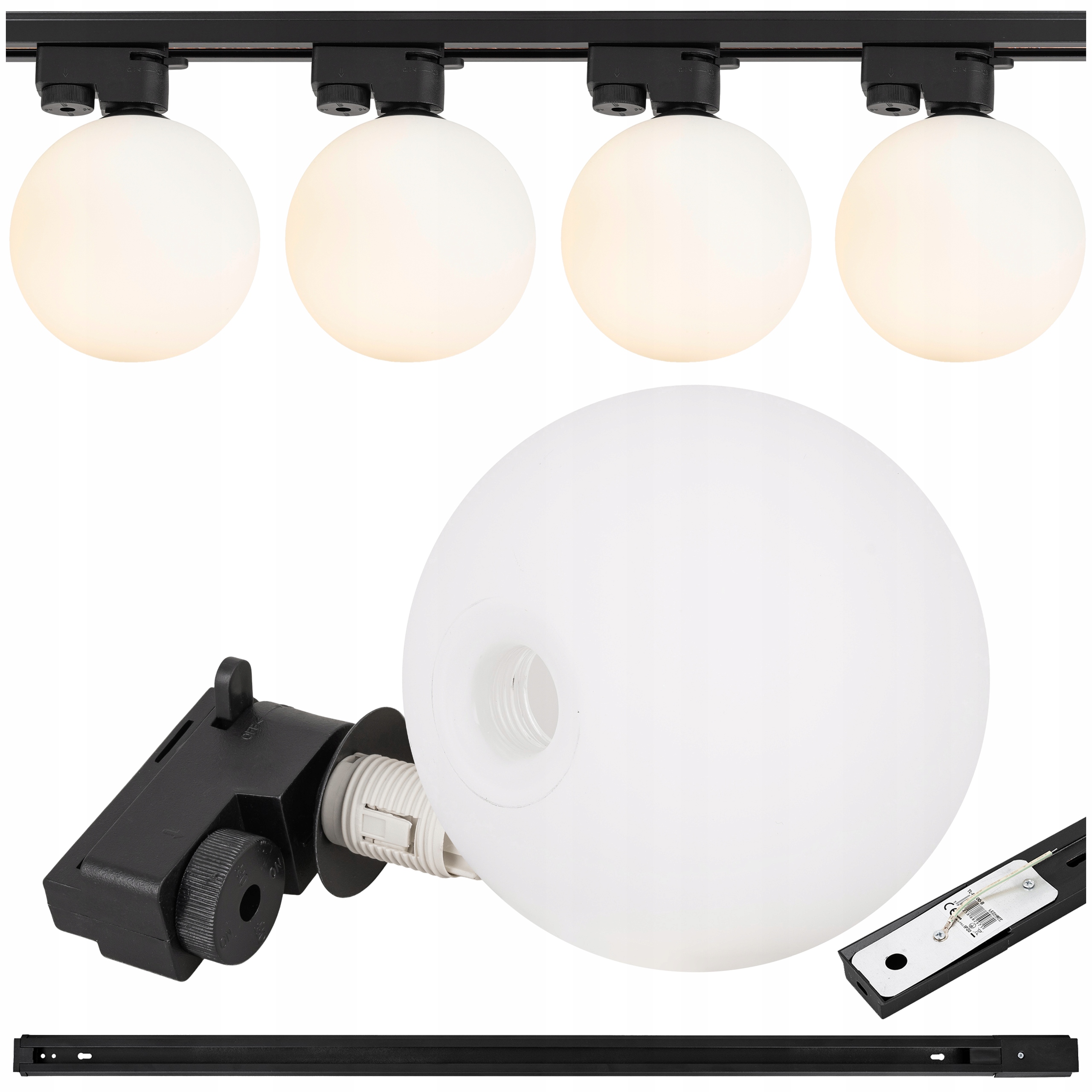 Koľajnicové osvetlenie Led Lišta 1 m svietidlo G9 biela sklenená guľa x4