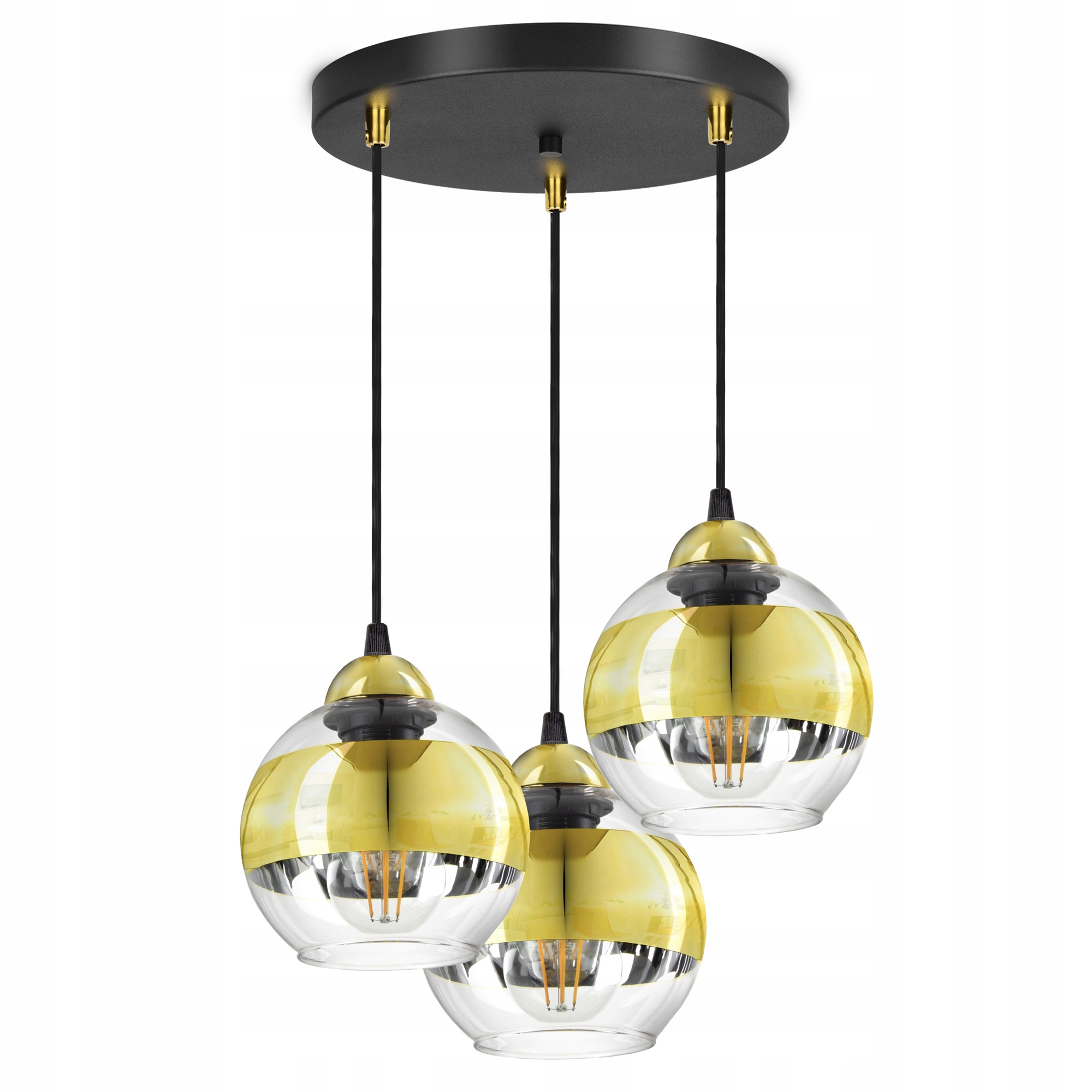 Lampa Sufitowa Żyrandol Czarna Złota Glass EZ3 Led