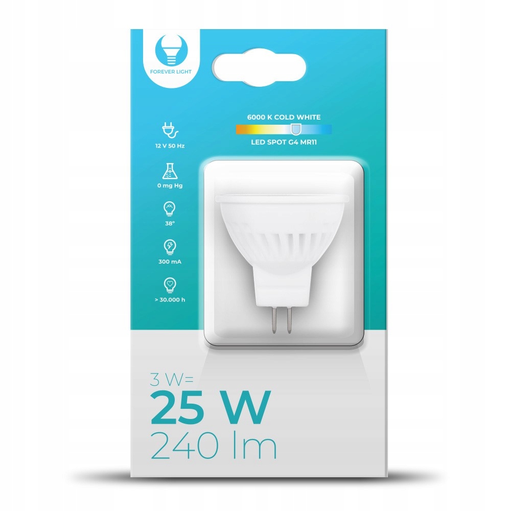 

Żarówka Led G4 MR11 3W 12V 6000K 240lm Ceramiczna