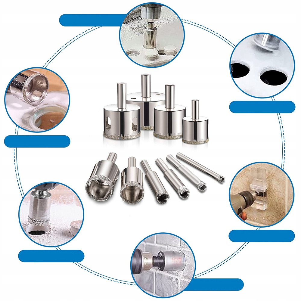 WIERTŁO OTWORNICE DIAMENTOWE DO GRESU PŁYTEK SZKŁA PROFI 6-68MM KORONKI Marka RALTEK