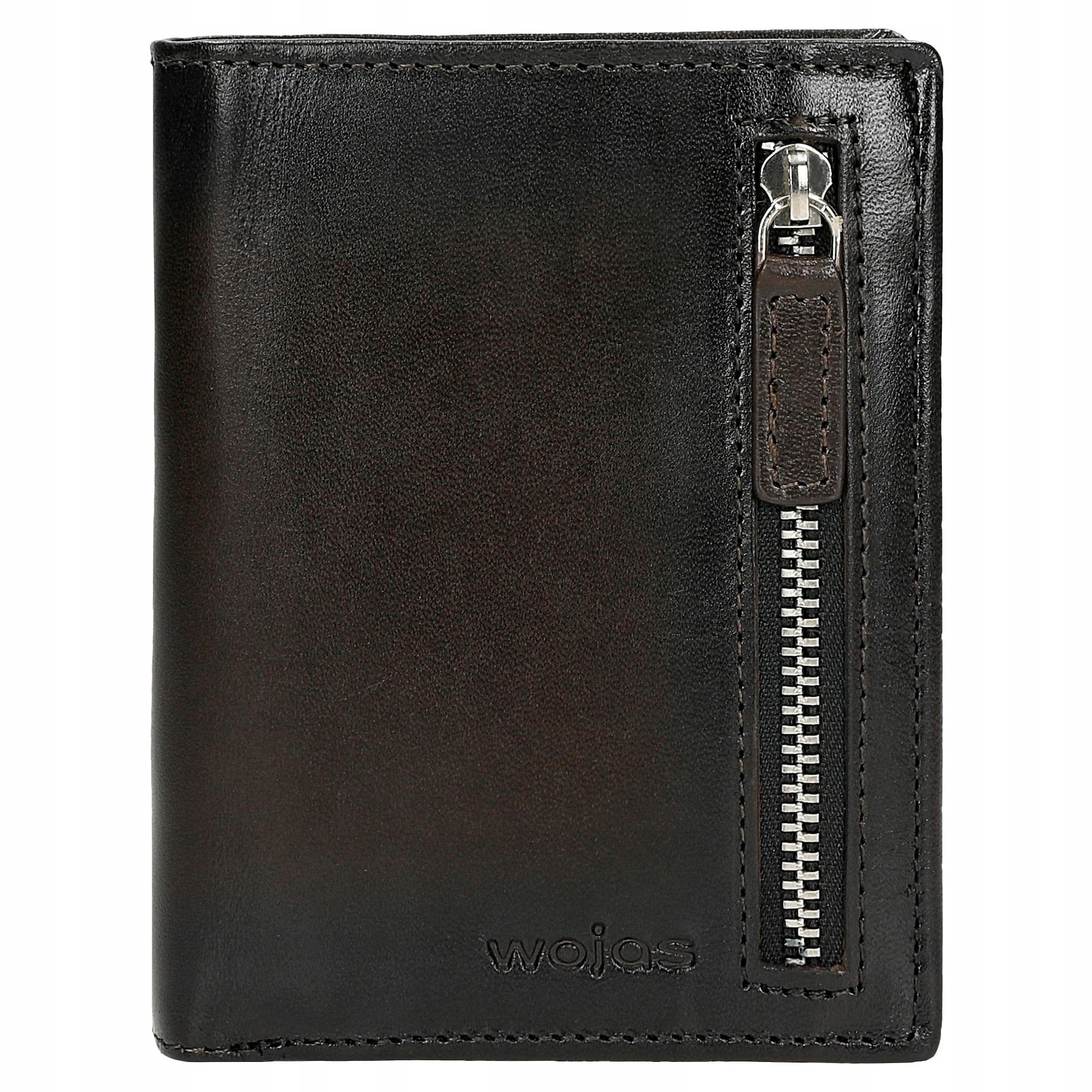 Brązowy skórzany portfel męski pionowy