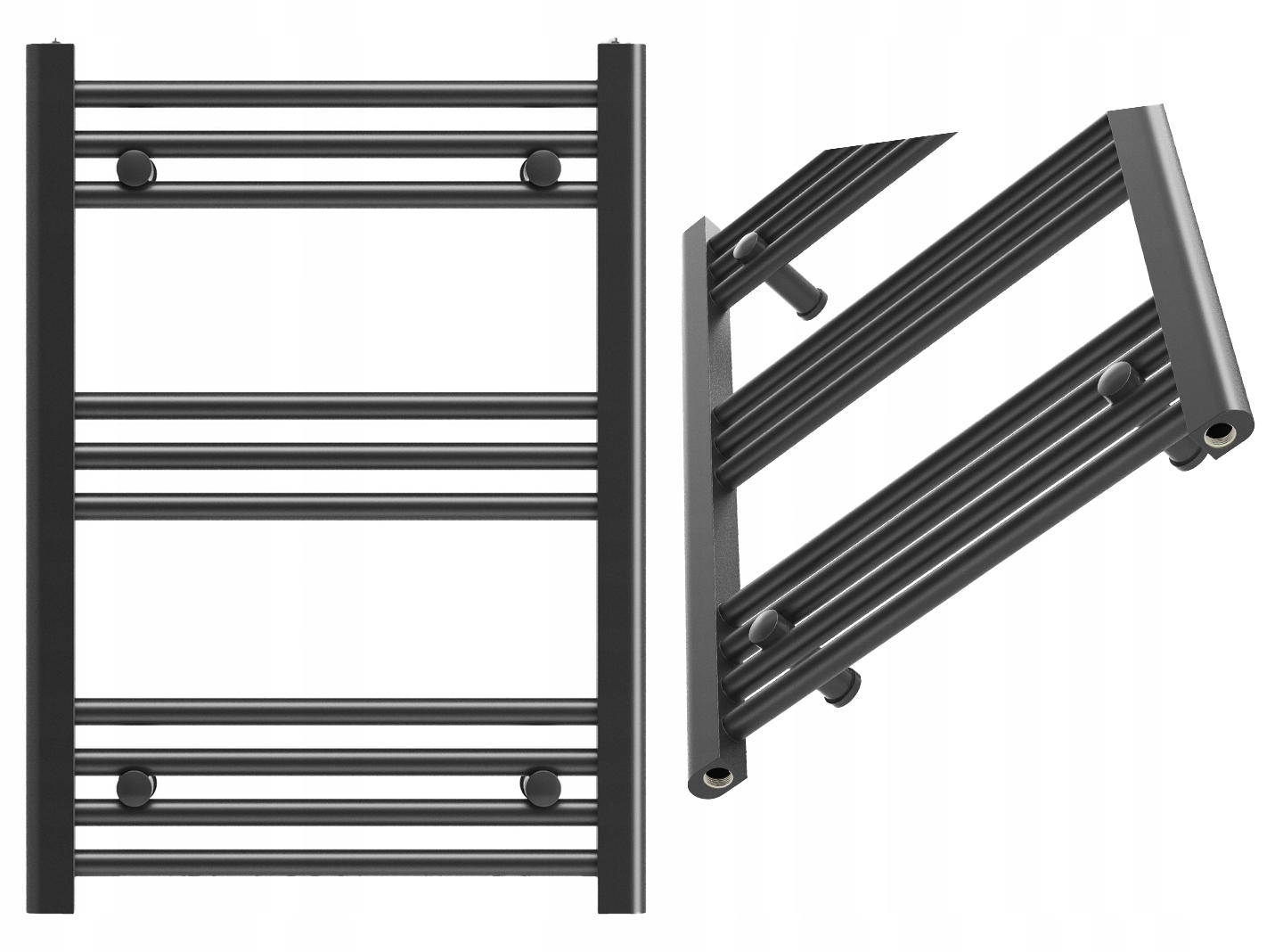 Kúpeľňový Ohrievač Čierny Rebrík 50x70 cm Breno Kaloryfer Montáž 180°