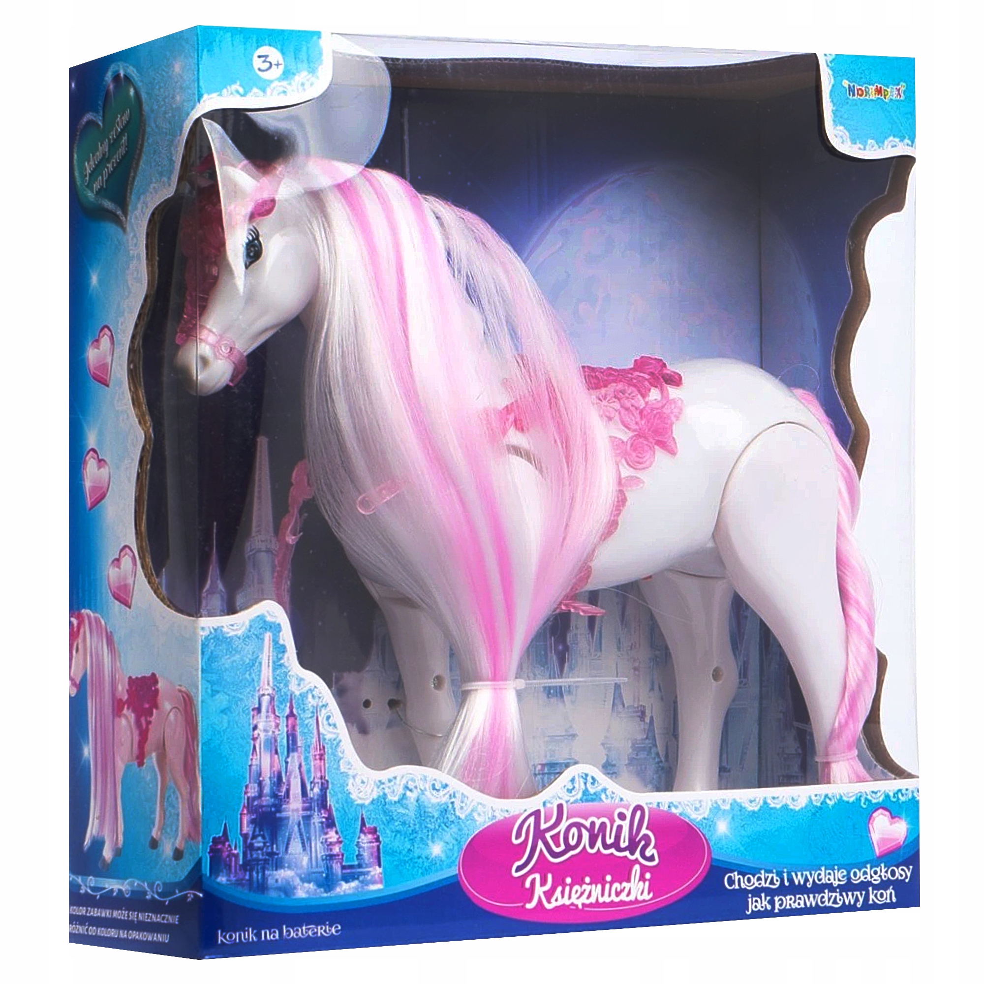 

Różowy Chodzący Konik Księżniczki Dla Lalki Odgłos