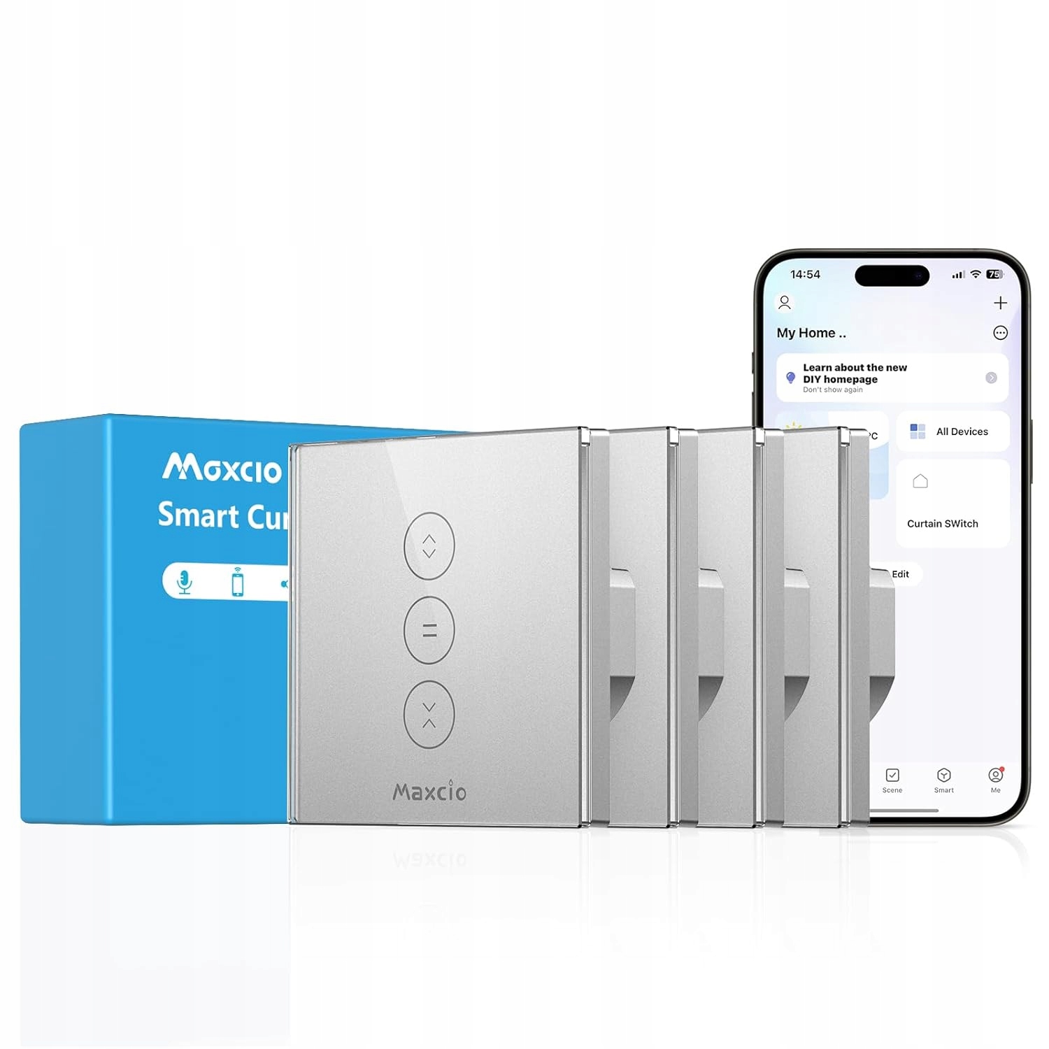 Prepínač roliet WiFi Maxcio Alexa Google Home dotykový smart 4-pack