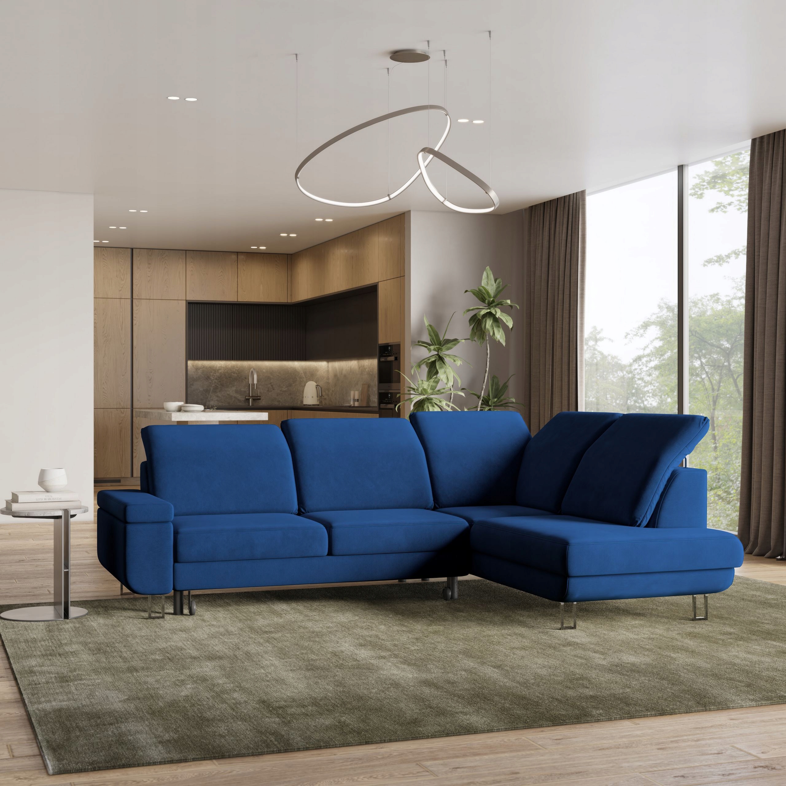 Lerma moderní rohová sedací souprava stůl s funkcí spaní do obývacího pokoje Stylový Design velur