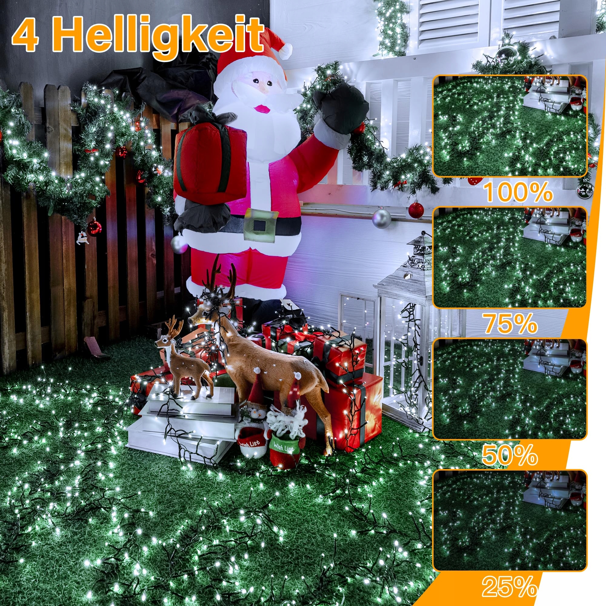 OLLNY LAMPKI ZEWNĘTRZNE OŚWIETLENIE ŚWIĄTECZNE GIRLANDA IP44 1000 LED 15M — miniatura 5