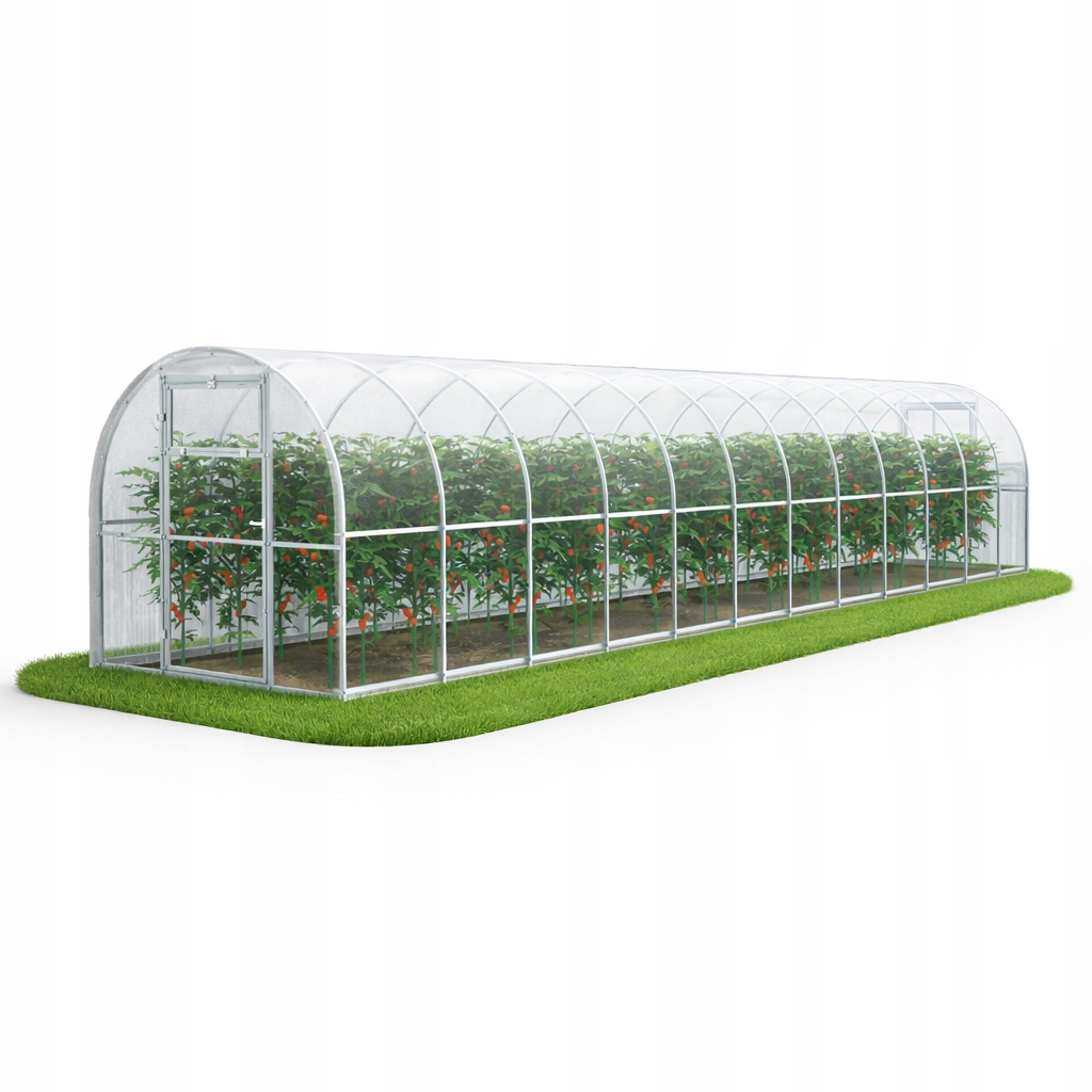 Zahradní skleník z polykarbonátu, tunel 2,4x12 m, 4 mm, profily 20x20