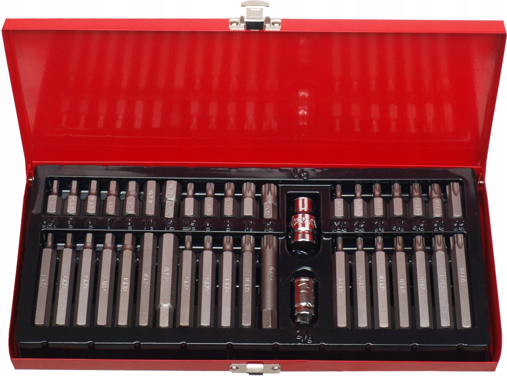 ZESTAW BITÓW IMBUS - TORX - SPLINE - KLUCZE 40 EL. + METALOWA SKRZYNKA Kod producenta CXA-1018
