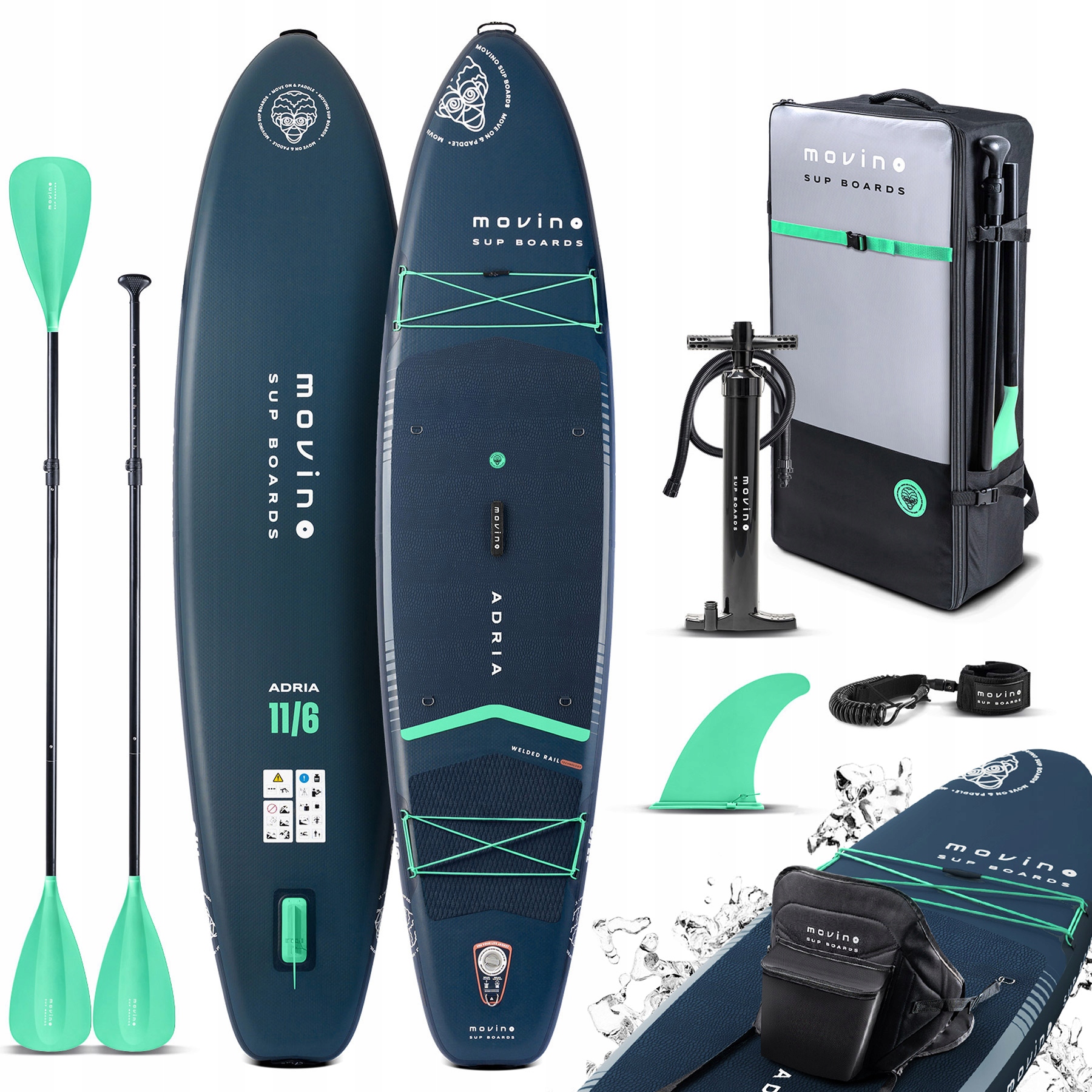 Deska Sup Movino Adria 11'6" stand up paddle z siedziskiem kajakowym 350cm