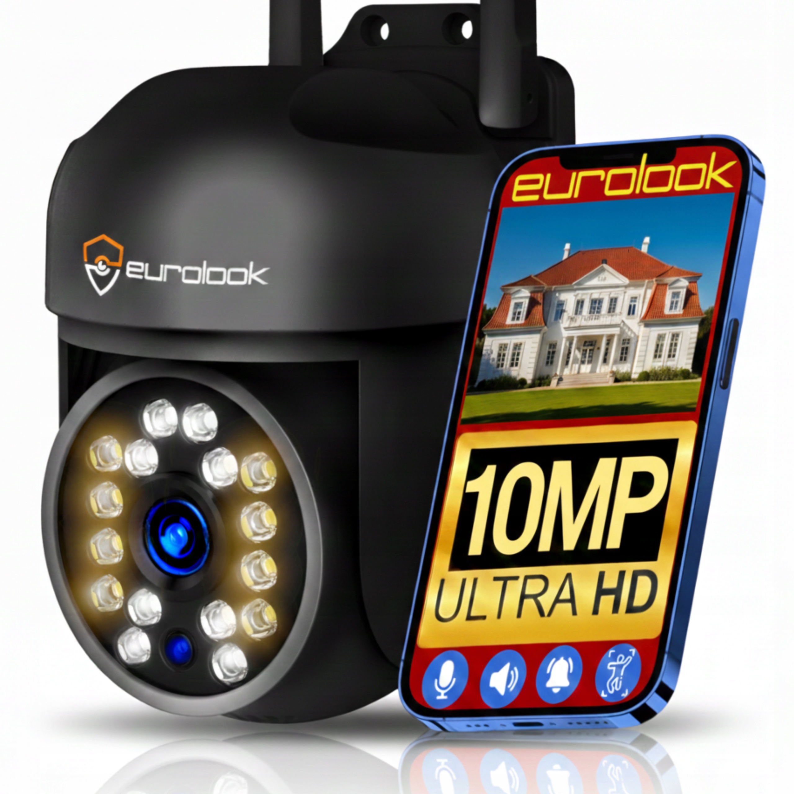 Wifi Kamera Ip Smart Venkovní Otočná Uhd 10MP Zoom Aplikace Sledování