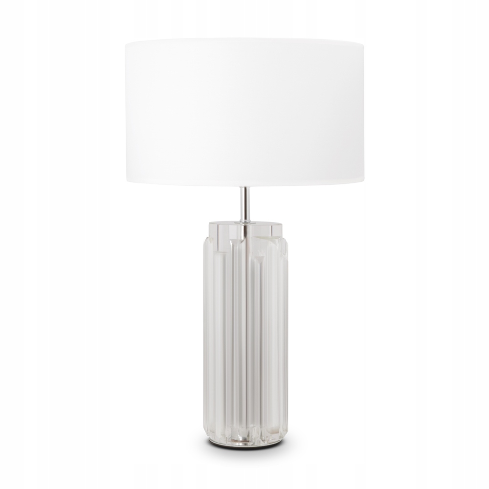 Stolová lampa z vyrezávaného skla s bielym tienidlom 52 cm do spálne Maytoni