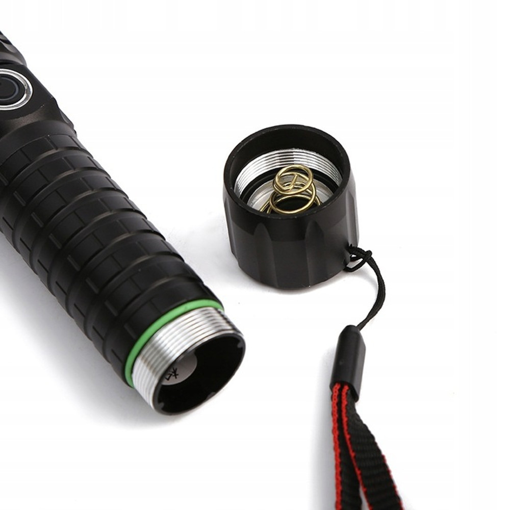 LATARKA WOJSKOWA TAKTYCZNA SUPER MOCNA USB Kolor dominujący czarny