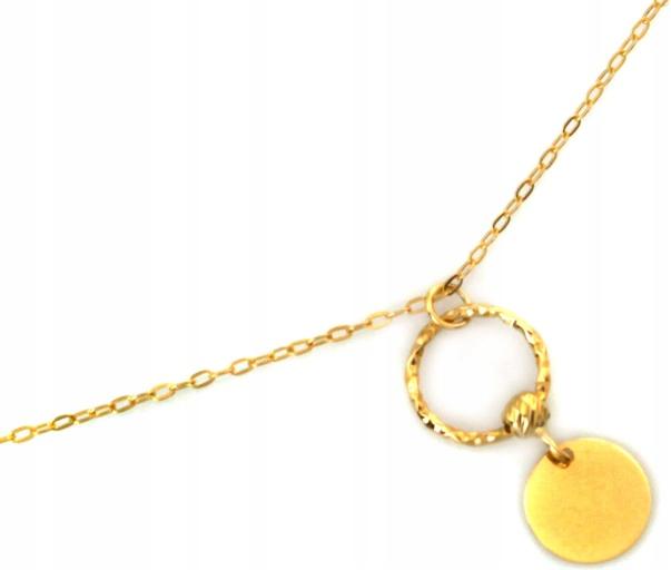 Zlatý náhrdelník 585 s přívěskem a kroužkem r45, módní vzor jako dárek 14k