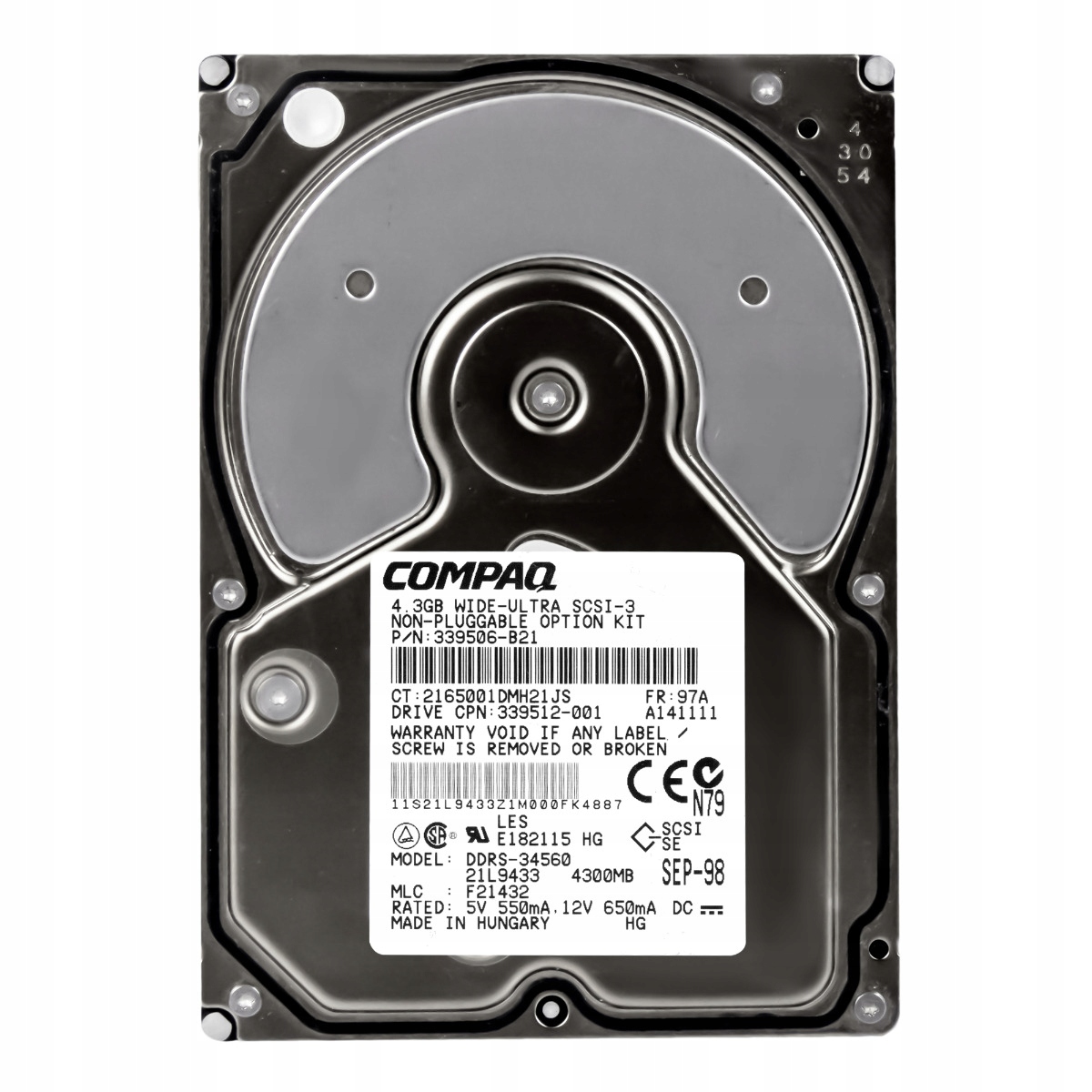 Compaq 339506-B21 4,3 Gb 7,2K Scsi 3,5'' DDRS-34560
