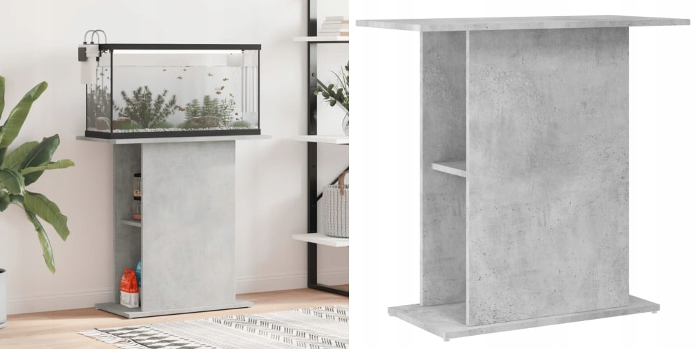 Šedá barva betonu, Skříňka pod akvárium, 5 cm, 75x36x72