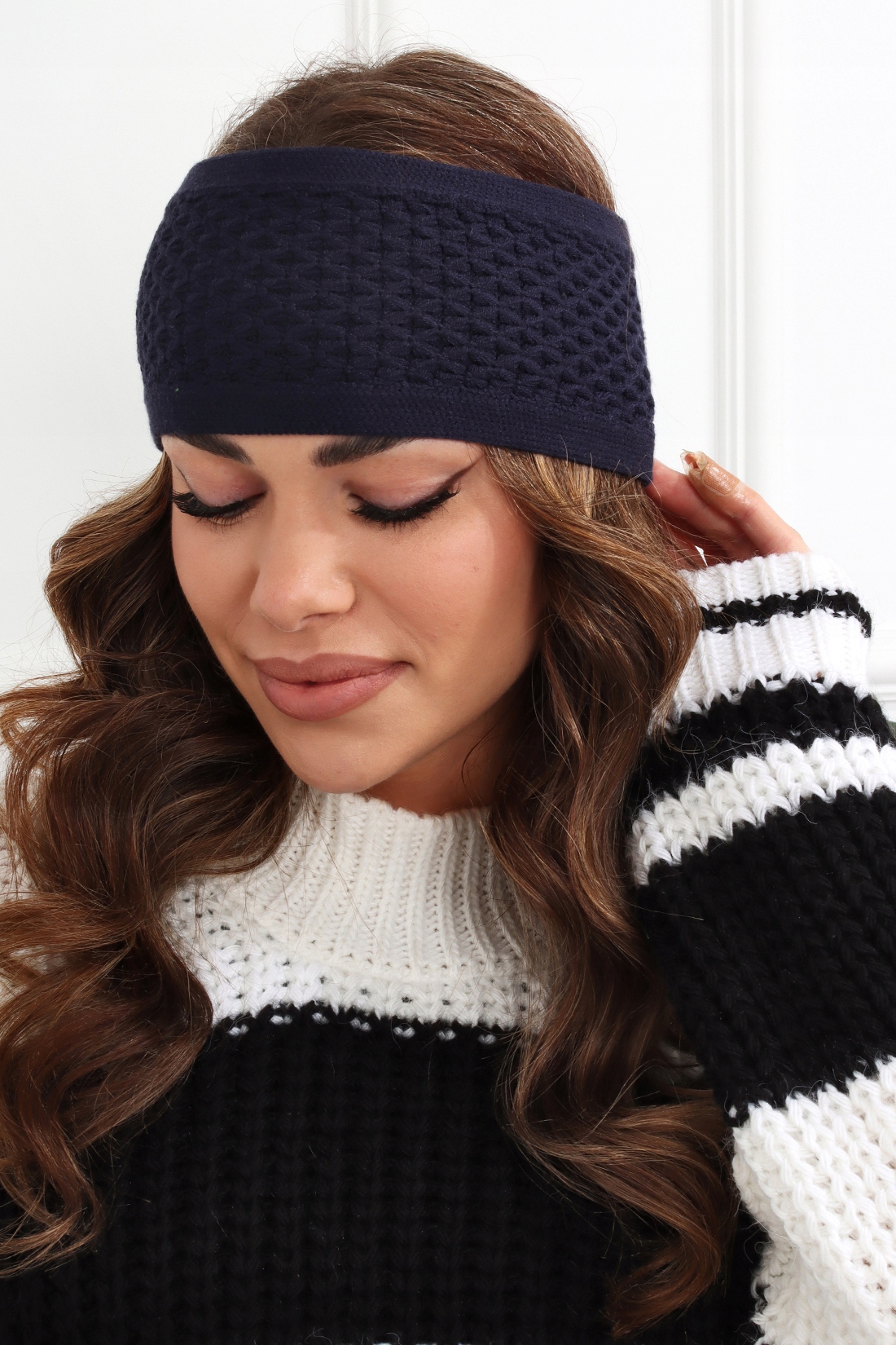 OPASKA DAMSKA NA GŁOWĘ USZY NAUSZNIKI TURBAN CZAPKA CIEPŁA SZEROKA KOLORY Wzór dominujący bez wzoru