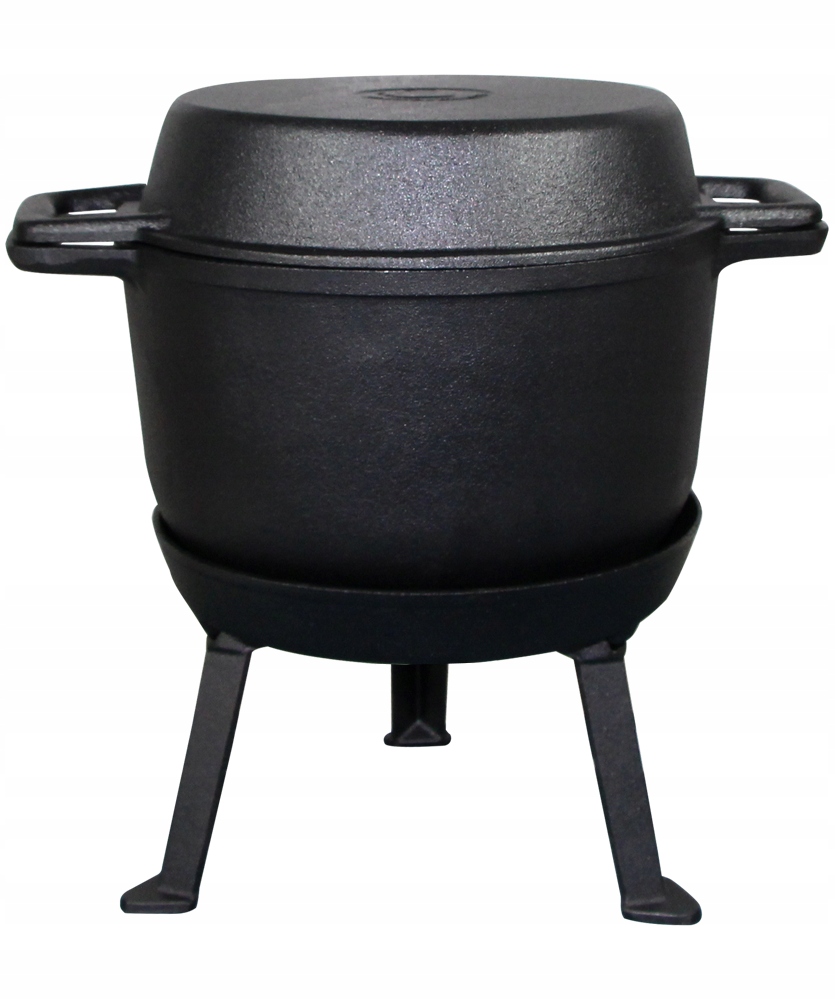 Kociołek Żeliwny 10L Garnek Myśliwski Ciężki 3w1 Patelnia Ognisko Grill