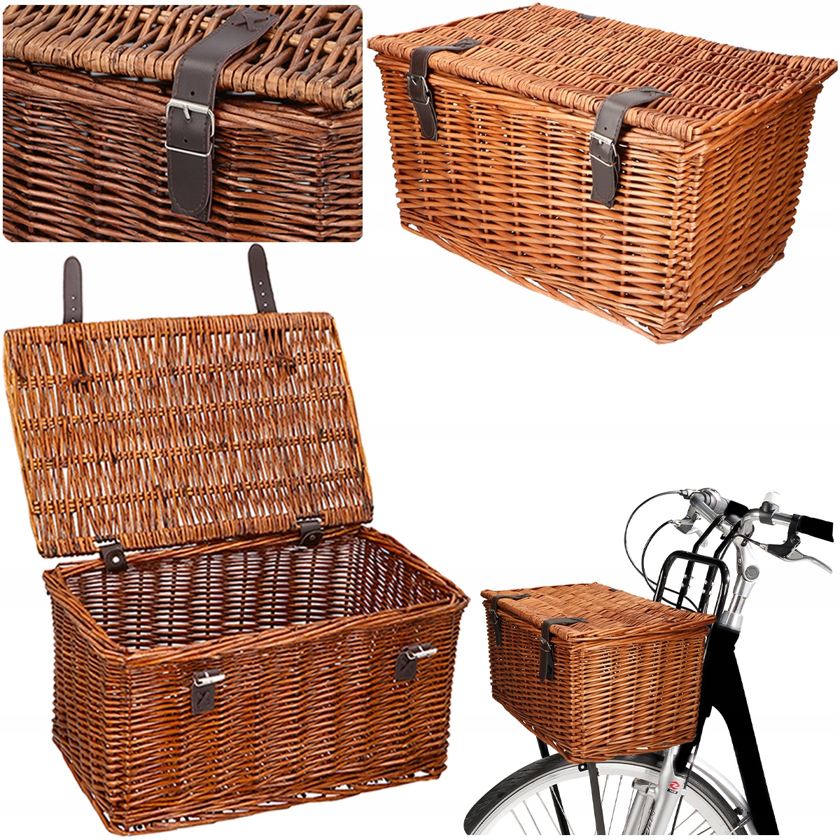 Duży Kosz Na Bagażnik Koszyk Rowerowy Wiklinowy Przód Tył 30L Na Zakupy