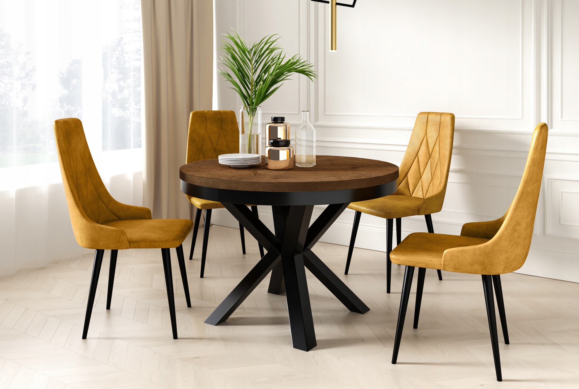 OKRĄGŁY STÓŁ 100/180 rozkładany LOFT industrialny Kolekcja LOFT