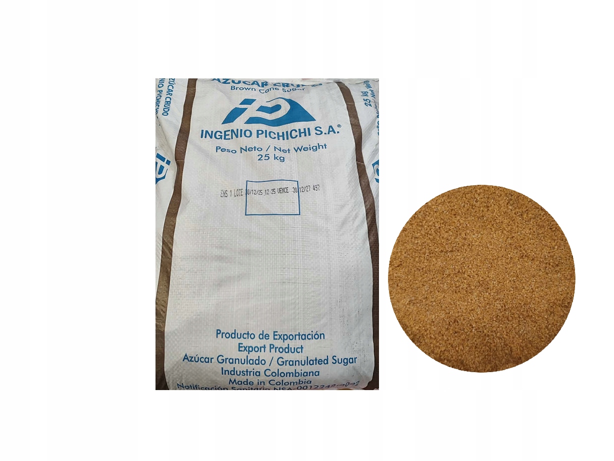 Cukier trzcinowy ciemny 25kg worek cukru trzcinowego ciemnego 25000g Ciemny