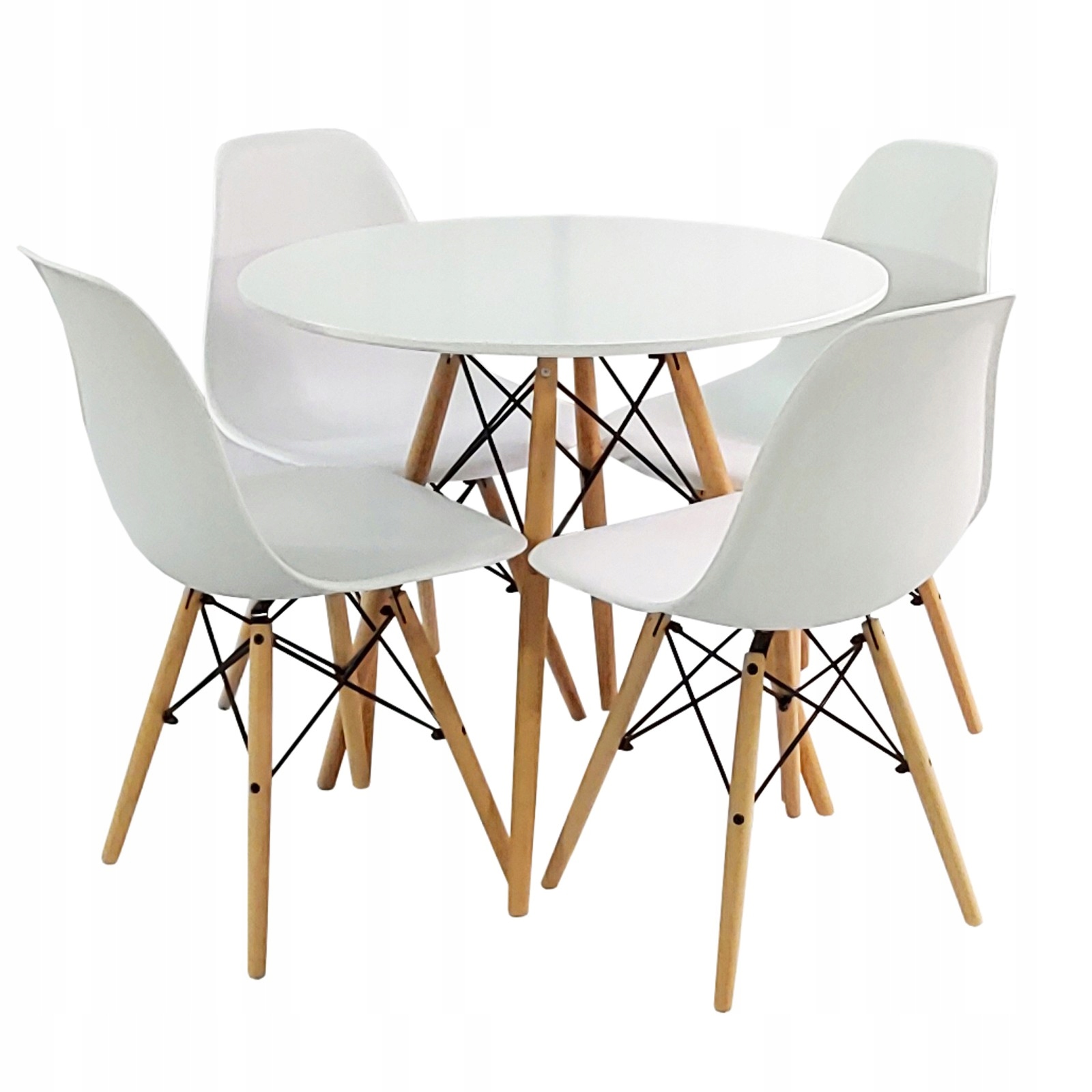 Zestaw stół DSW 60 biały 4 białe krzesła Milano