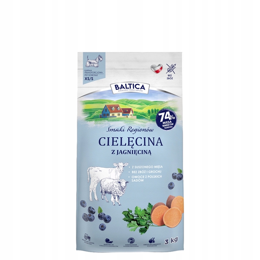 Baltica Smaki Regionów Cielęcina z Jagnięciną Xs/s 3kg dla małych ras