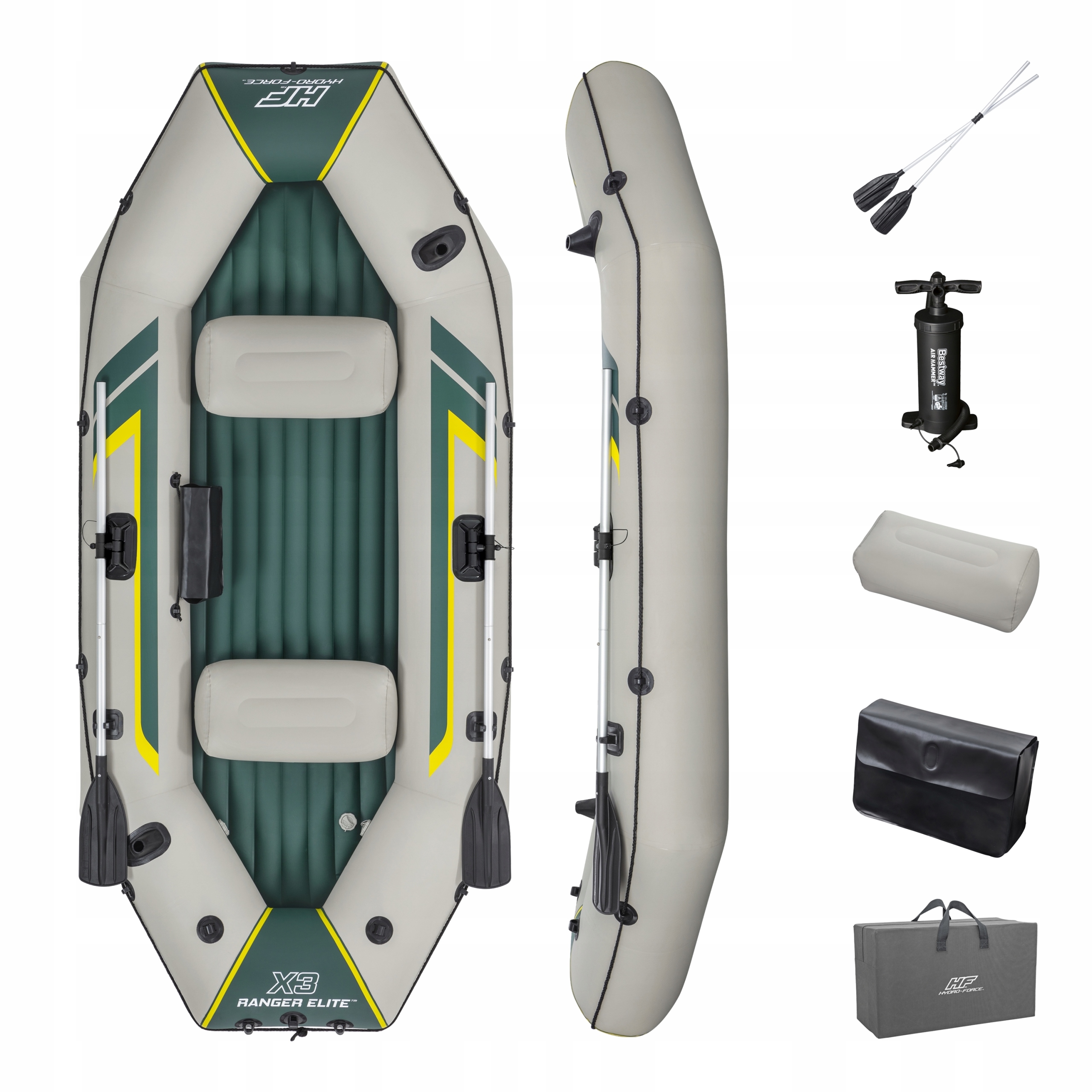 MOCNY PONTON RANGER ELITE X3 295x130x46 cm BESTWAY 65160 + POMPKA + WIOSŁA