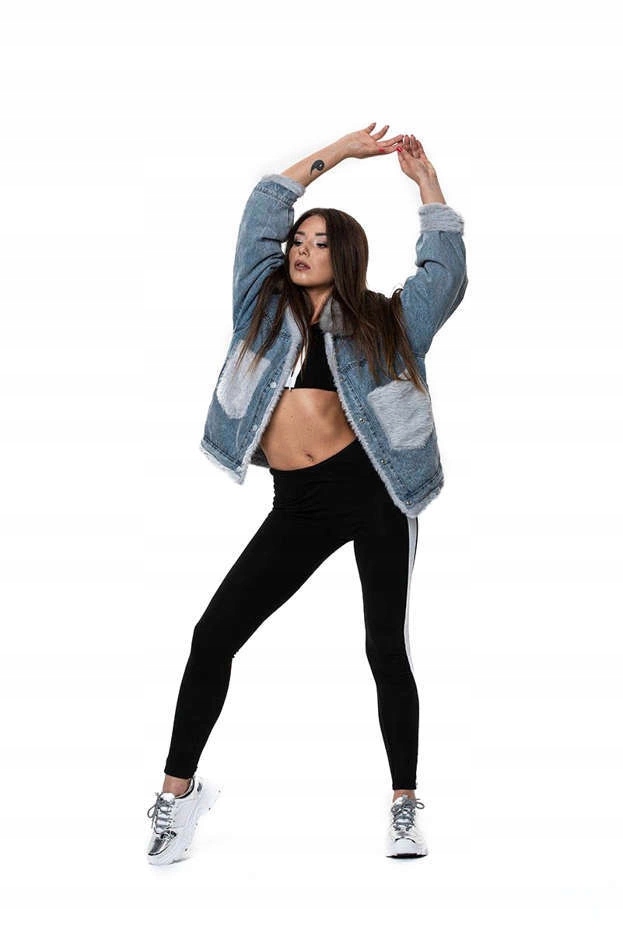 Kožešinová Džínová Bunda 10538 Modrá, Velikost (40)