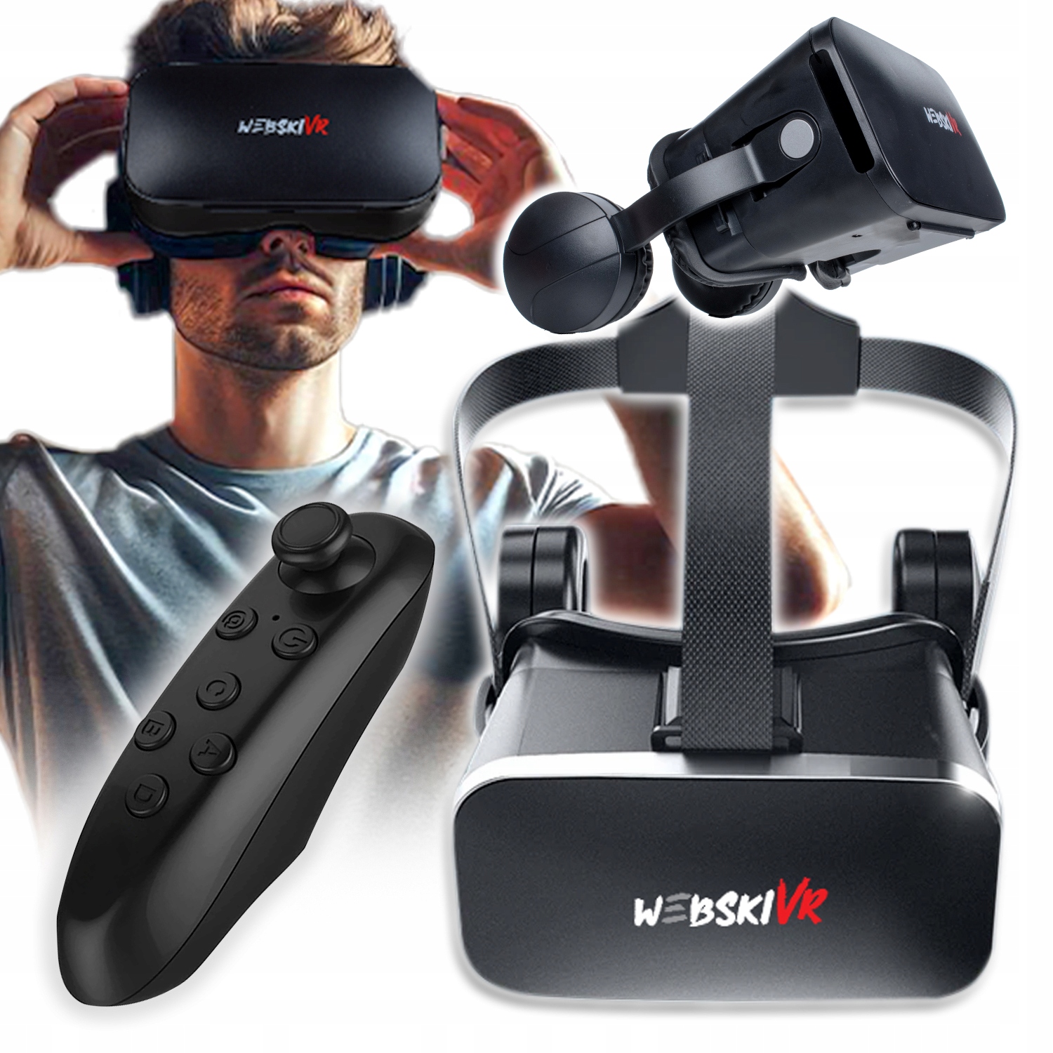 Virtuální Brýle Virtual Reality 360 Pro Sledování Filmů S Dálkovým Ovládáním Bluetooth