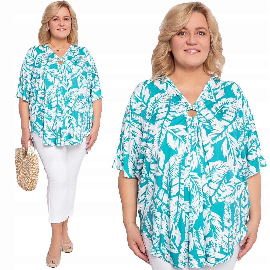 Tyrkysová tunika s bílým peřím 54/56