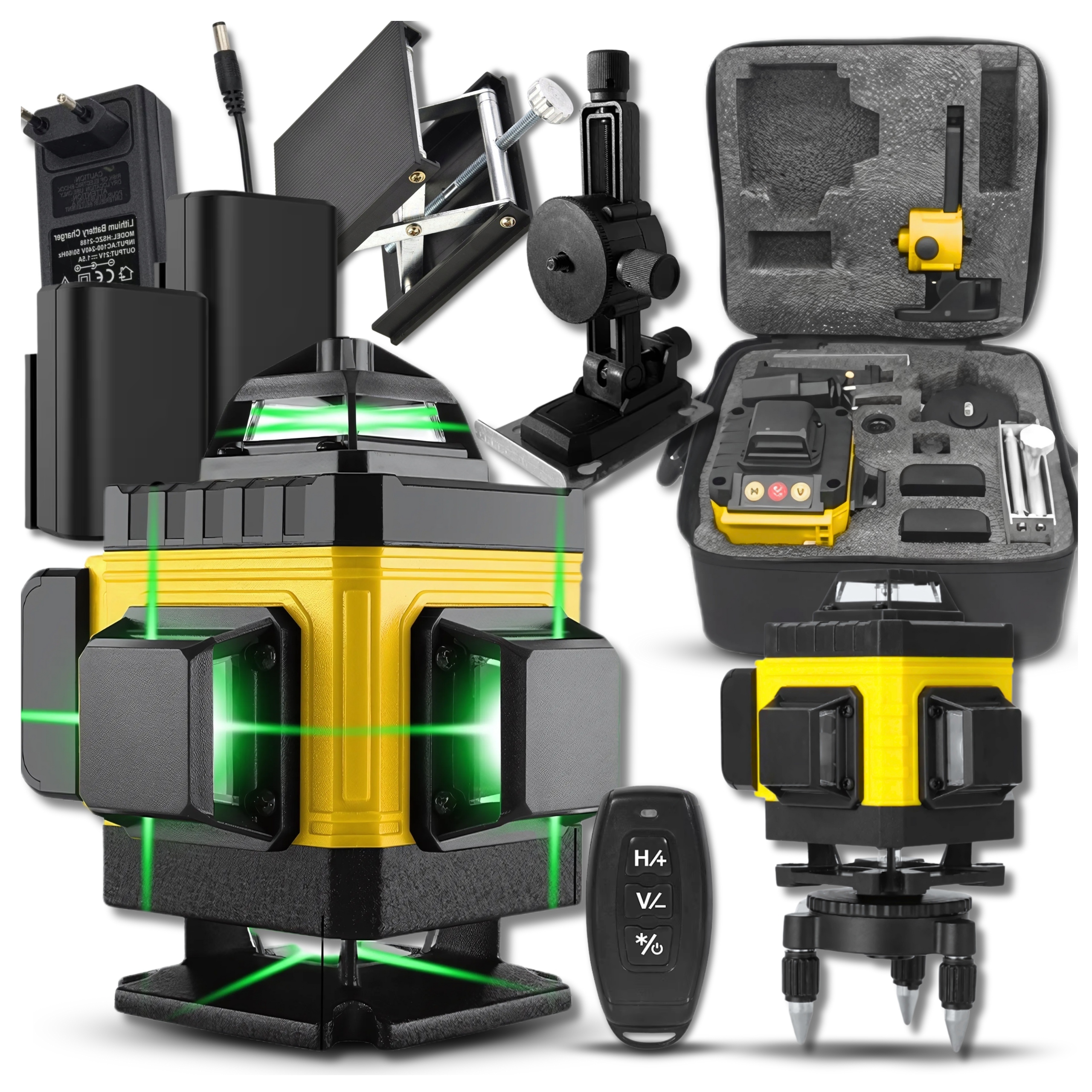 Laserová Vodováha 4D 16 Linií Křížová 360 Laser Sada Stativ