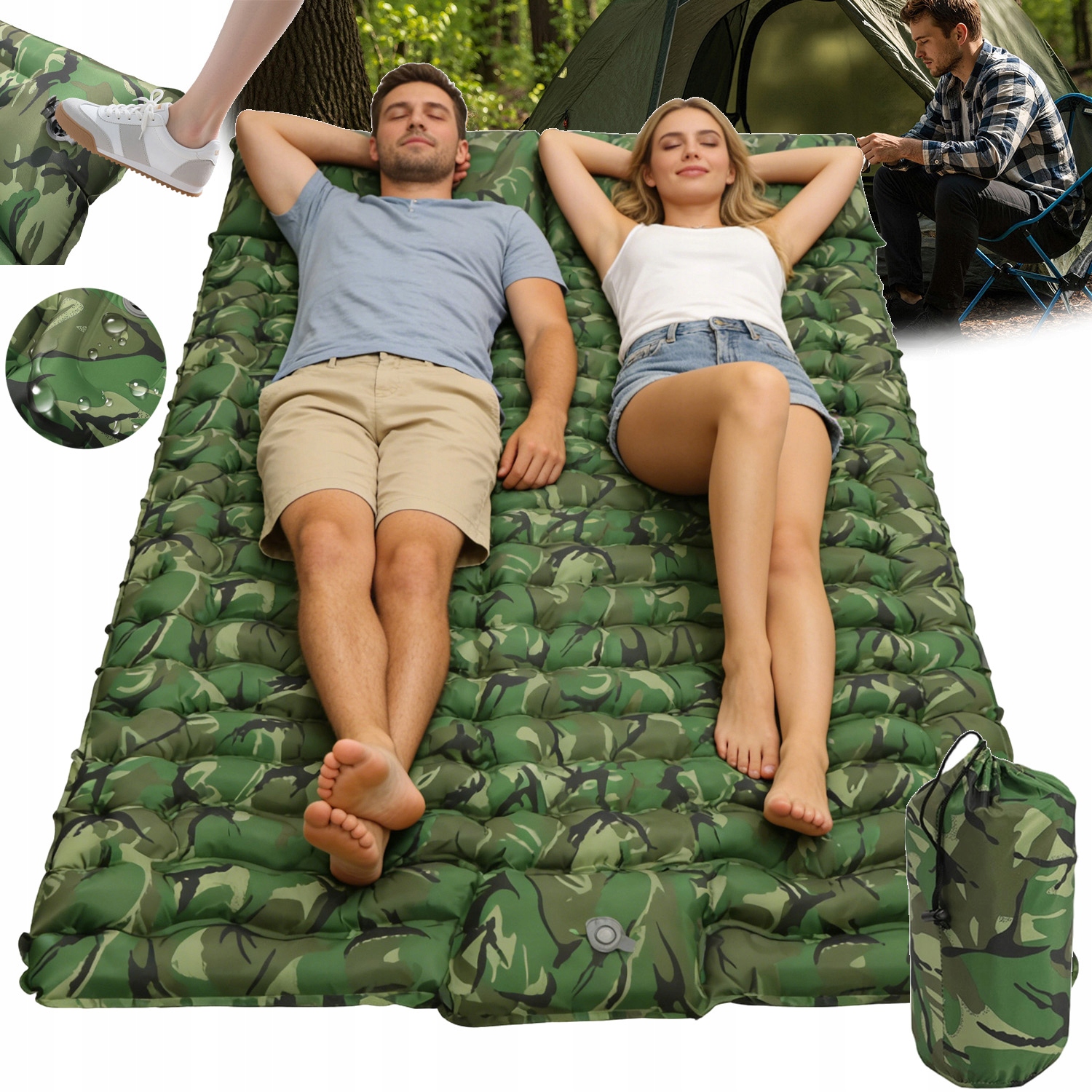 Mata Karimata Turystyczna Samopompująca Z Poduszką 200X133X10CM Ultralekki
