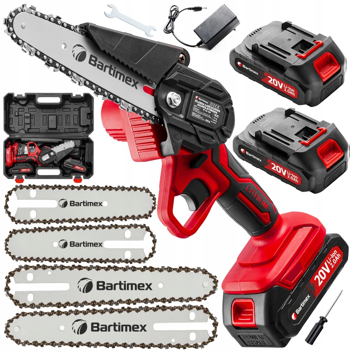 Pilarka Akumulatorowa Piła Łańcuchowa 20V 800W 2 akumulatory 2,0Ah Bartimex