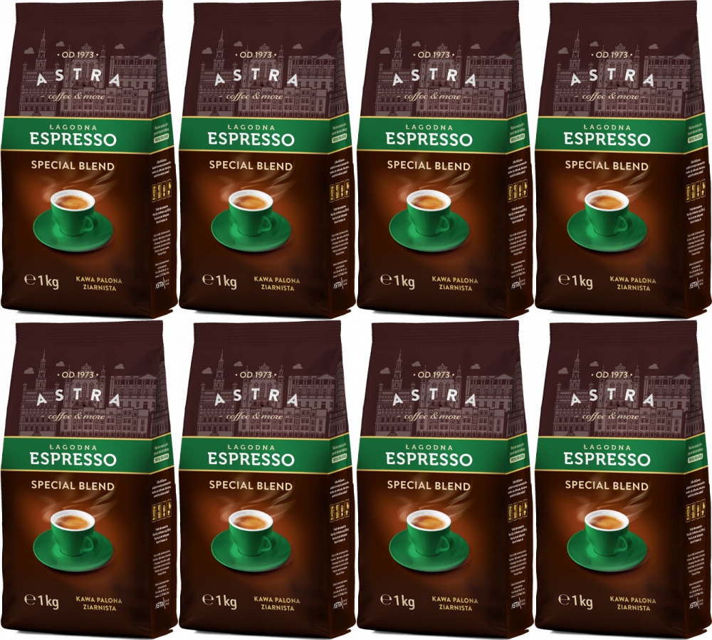 Kawa ziarnista Astra Łagodna Espresso 1kg x8