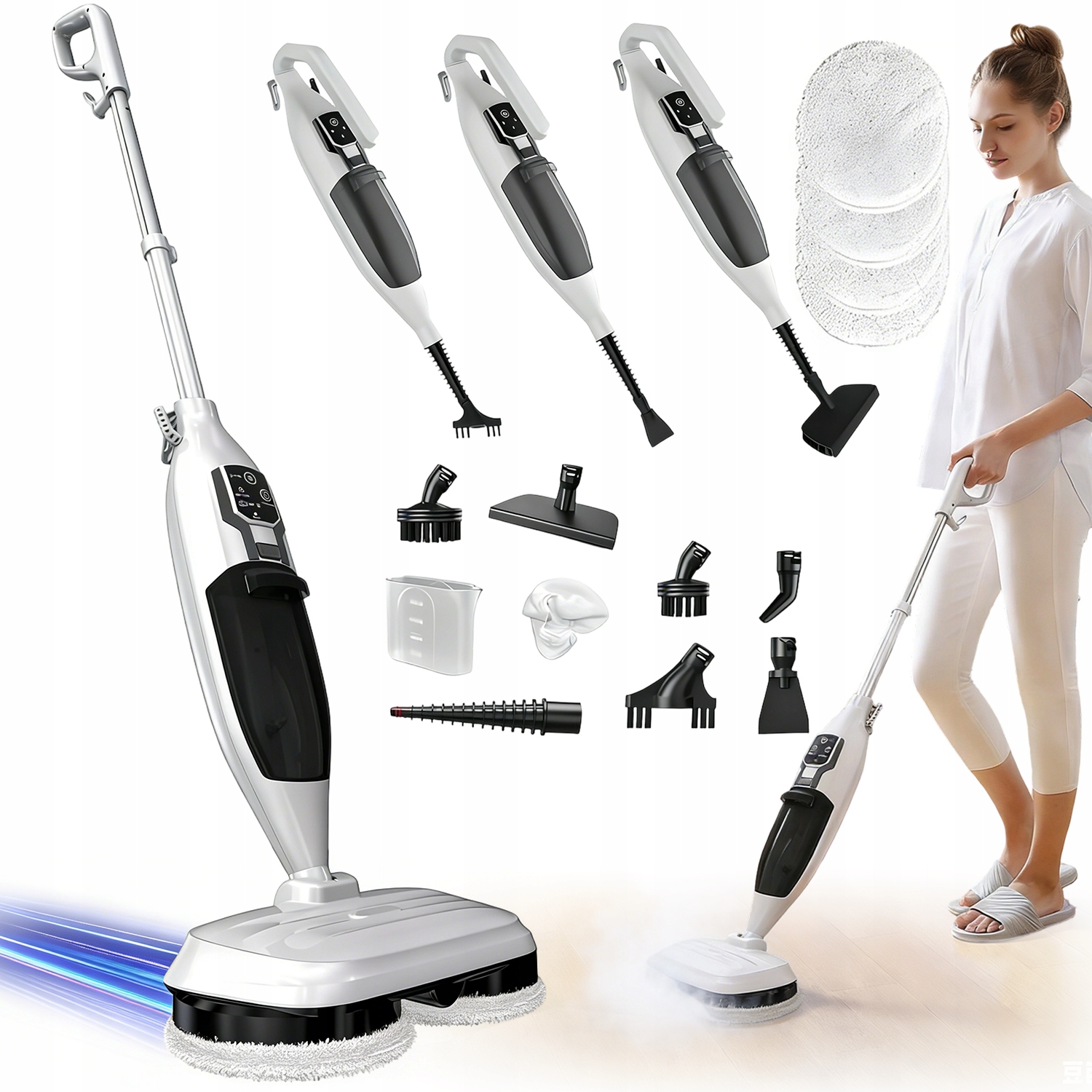 Parní Mop, Elektrický Parní Čistič, Rotační, Funkce Drhnutí Příslušenství