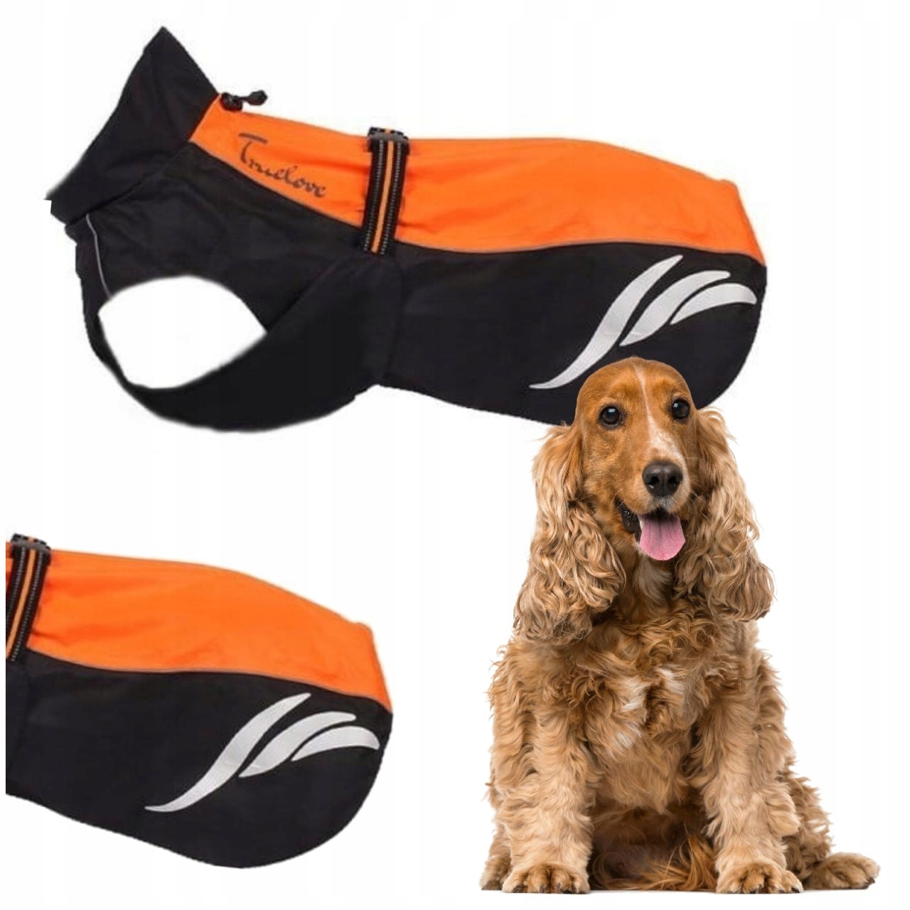 Levně Dešťová Bunda Pro Psa Derka Kabát Truelove Oranžová XXL (45 CM)