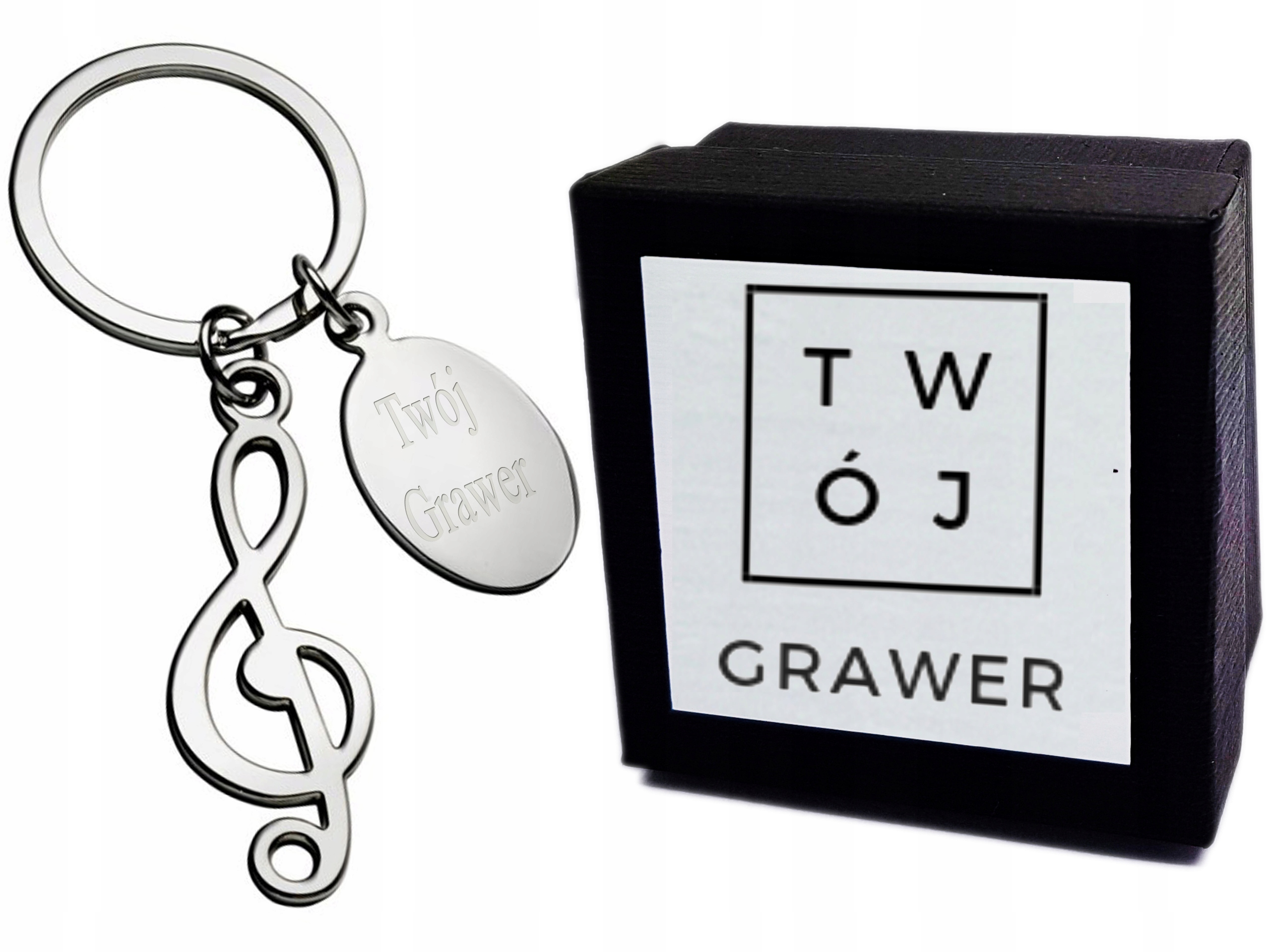 Brelok Metalowy Nutka do Kluczy Grawer + ETUI