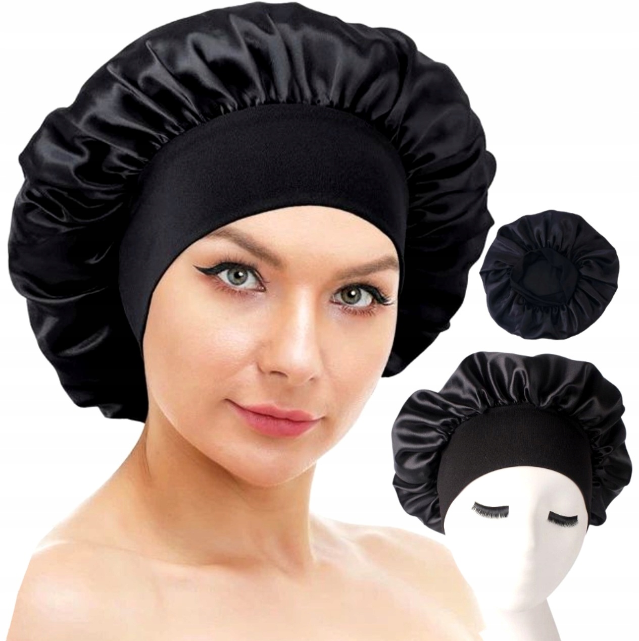 Czepek Damski na noc satynowy na włosy Ściągacz oochronny Stan opakowania oryginalne