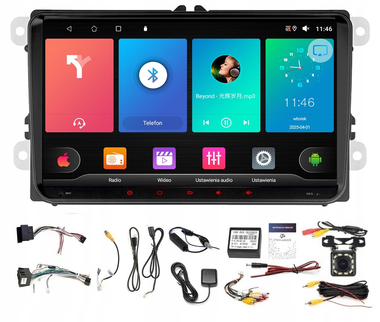 Rádio Navigácia Gps Android Vw Caddy 2004-2020 Usb Wifi Carplay 2 Gb 64 Gb