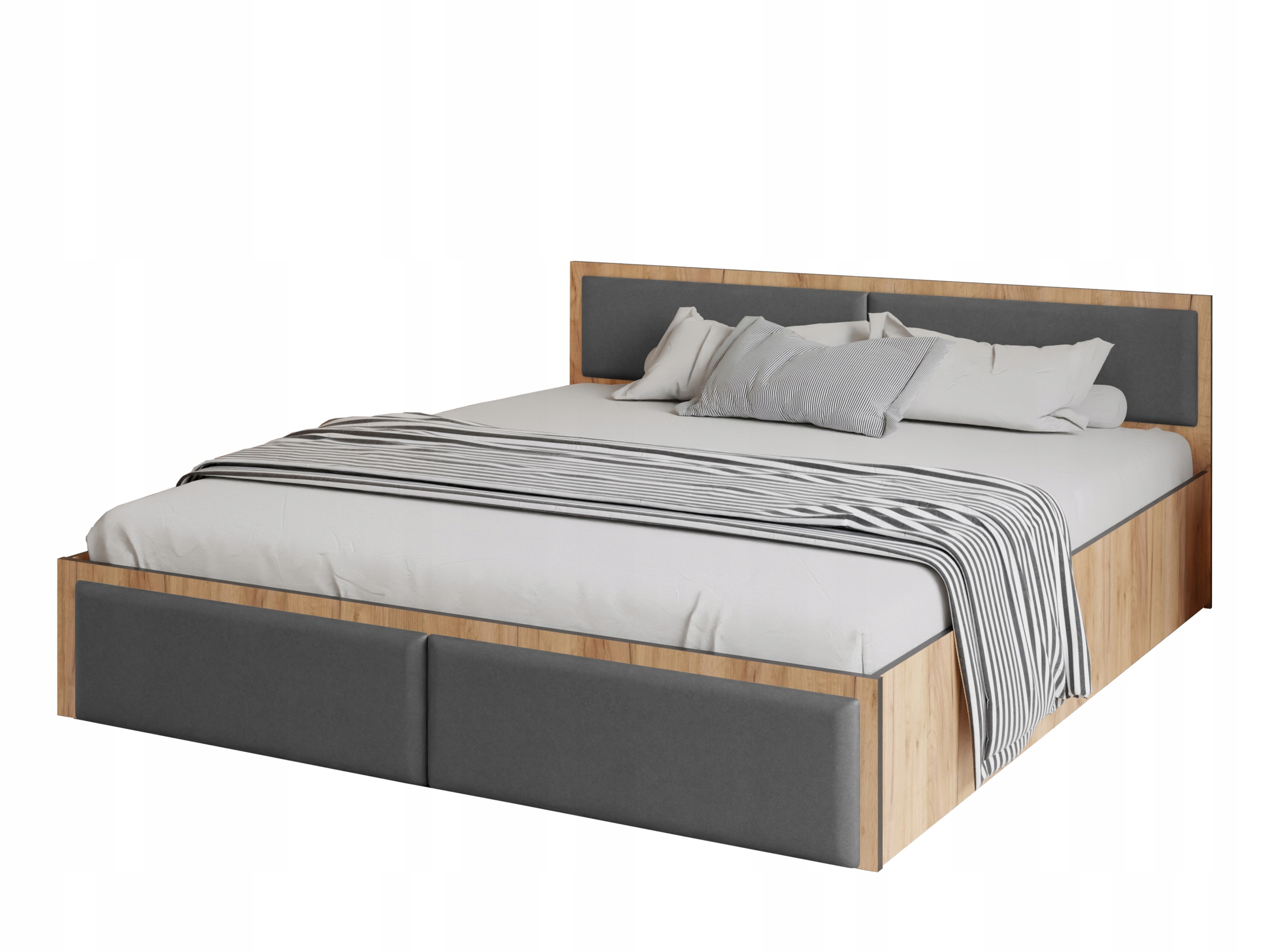 Lůžko Dior Costa 160 dub craft 2x dvojitý panel v šedé barvě