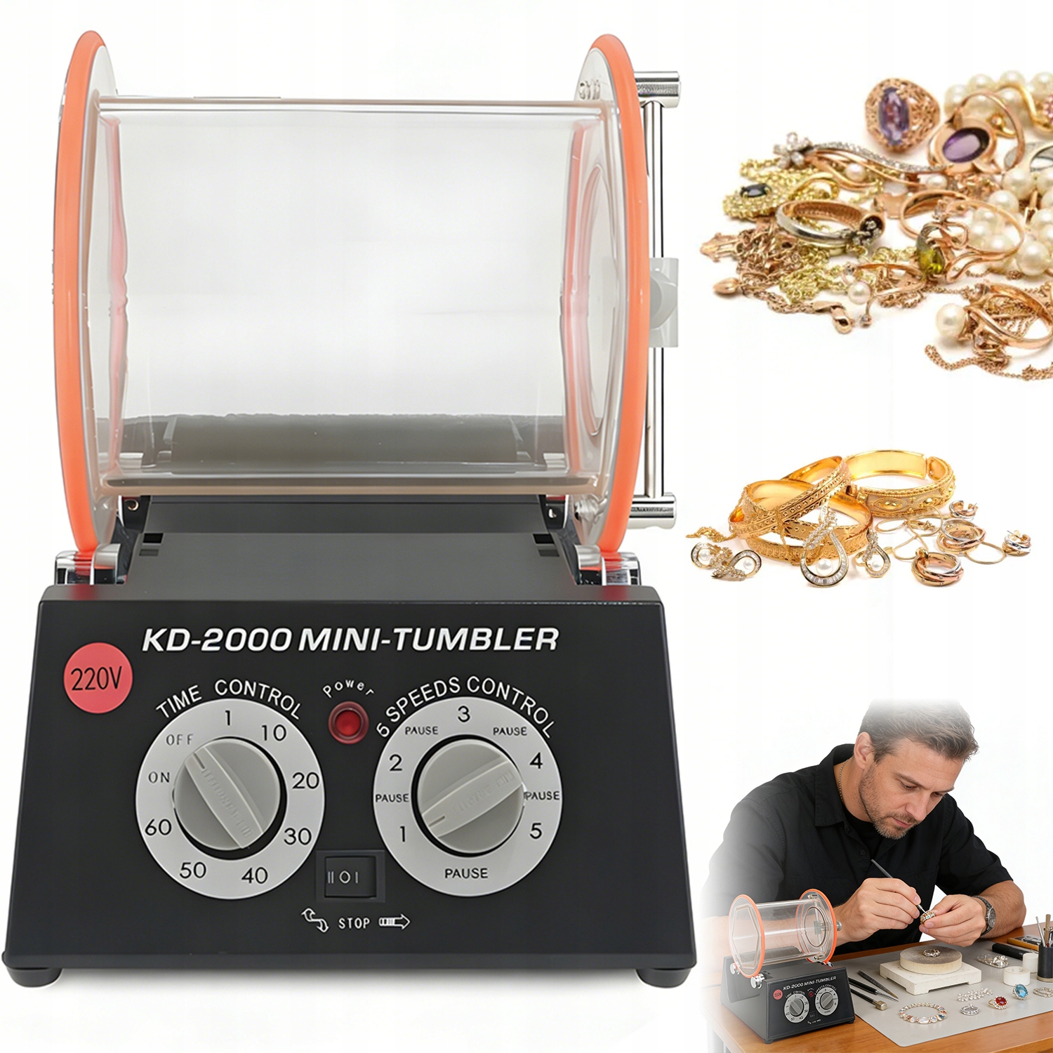 60W Rotační Lešticí Stroj Na Leštění Šperků, Tumbler
