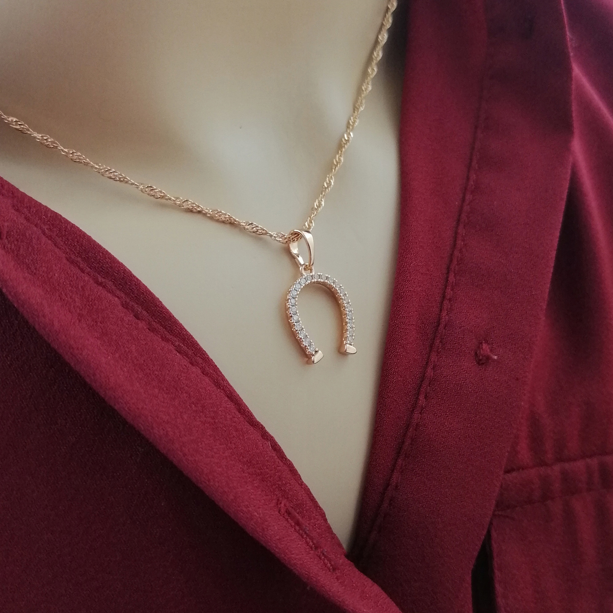 Zlatý Náhrdelník Podkova 18K Dárek Pro Štěstí