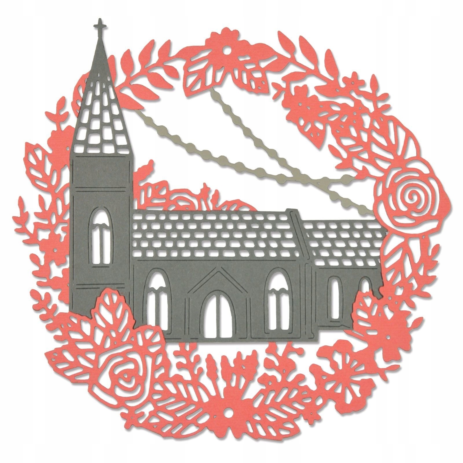 Vykrajovátka na papír Sizzix Thinlits Oh, Happy Day kostel věnec květiny