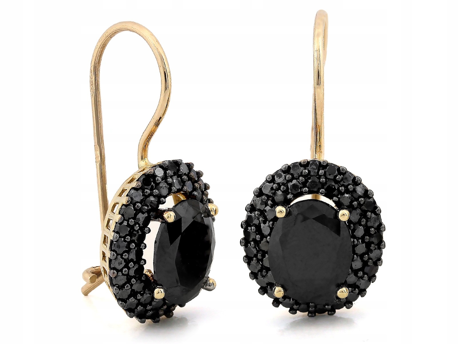 Náušnice pro ženu 585 s černými kameny jako dárek