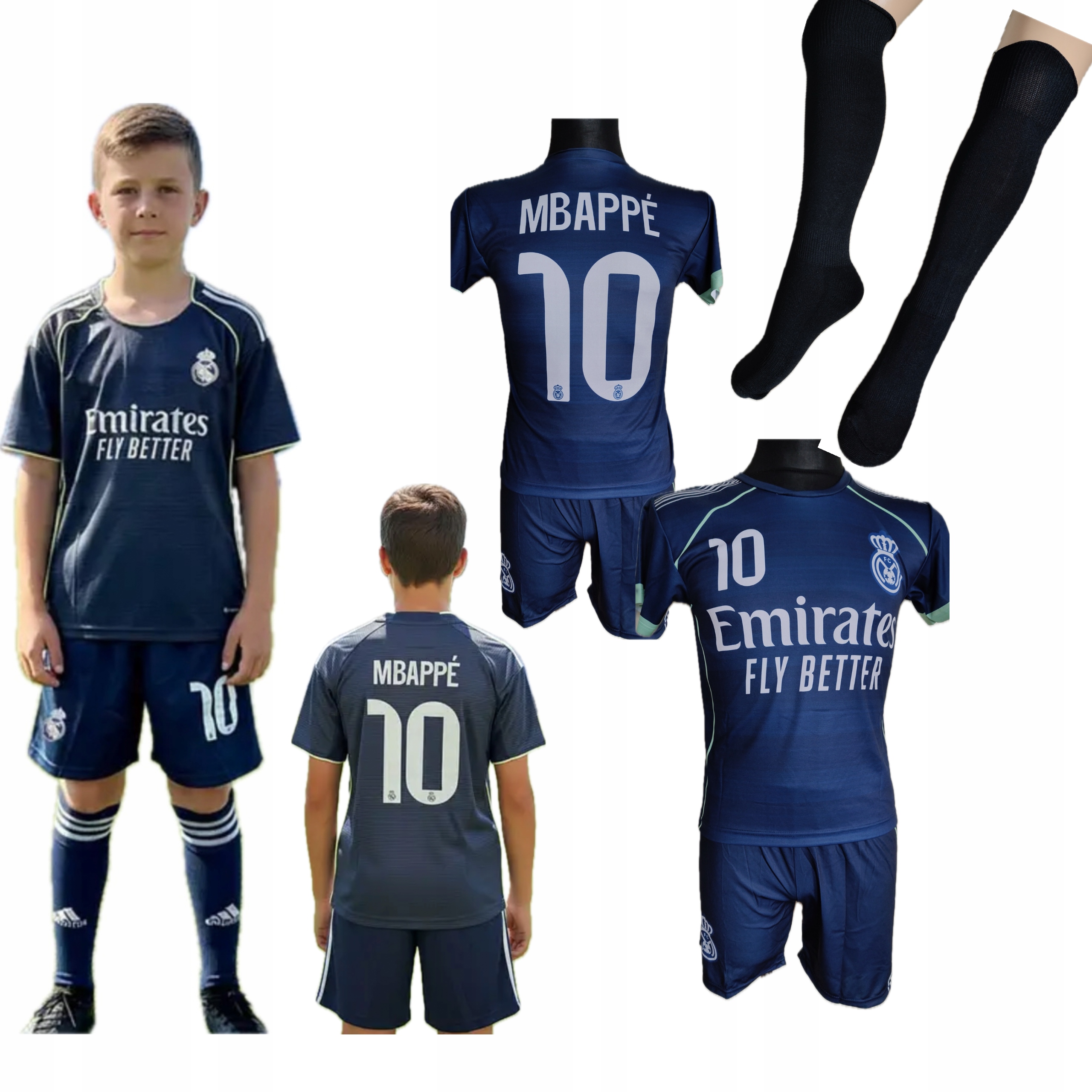 Koszulka Spodenki Komplet Kylian Mbappe 128 Strój Piłkarski Getry Trening