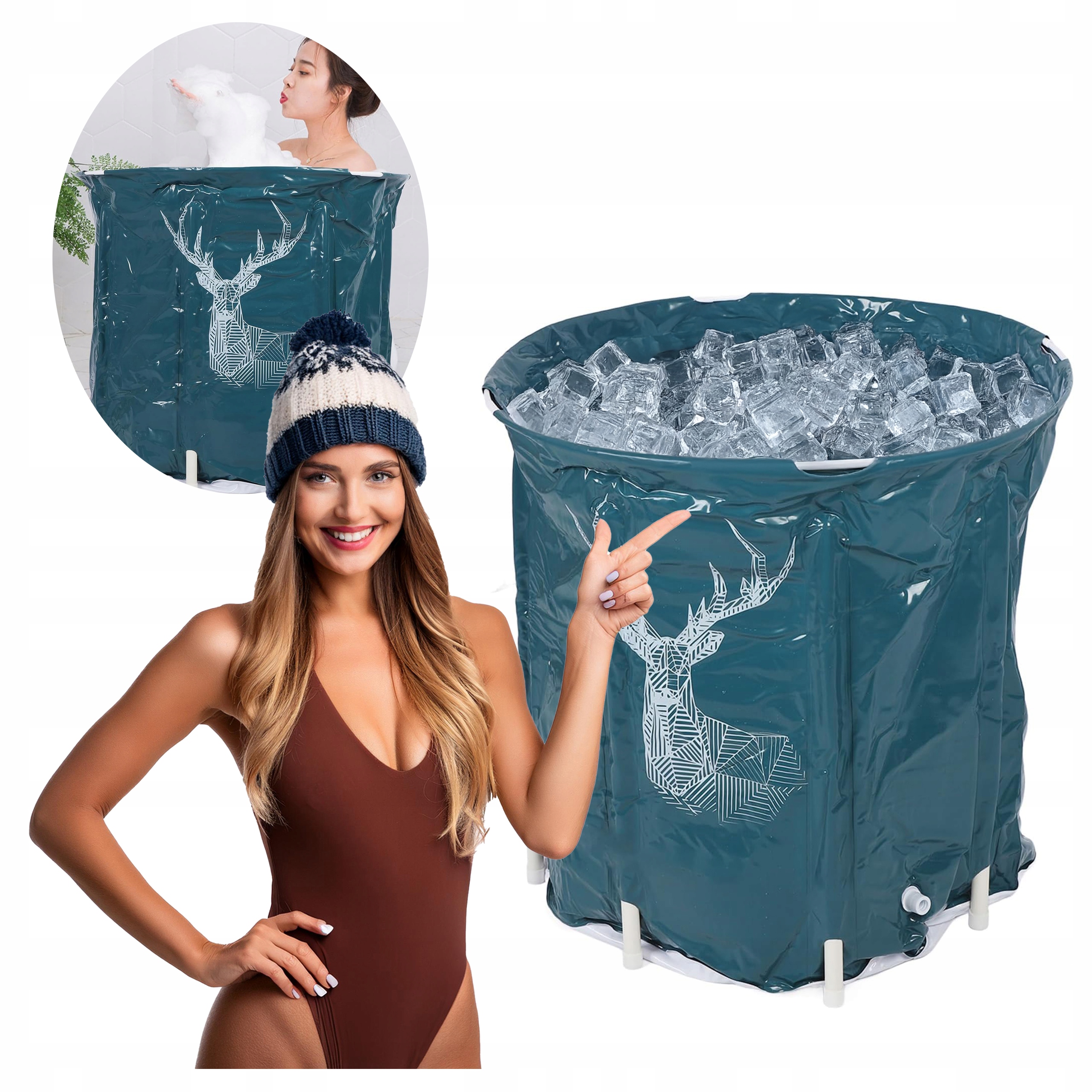 Basen Beczka Bania Do Morsowania Wanna Przenośna Składana Przenośny Na Wodę