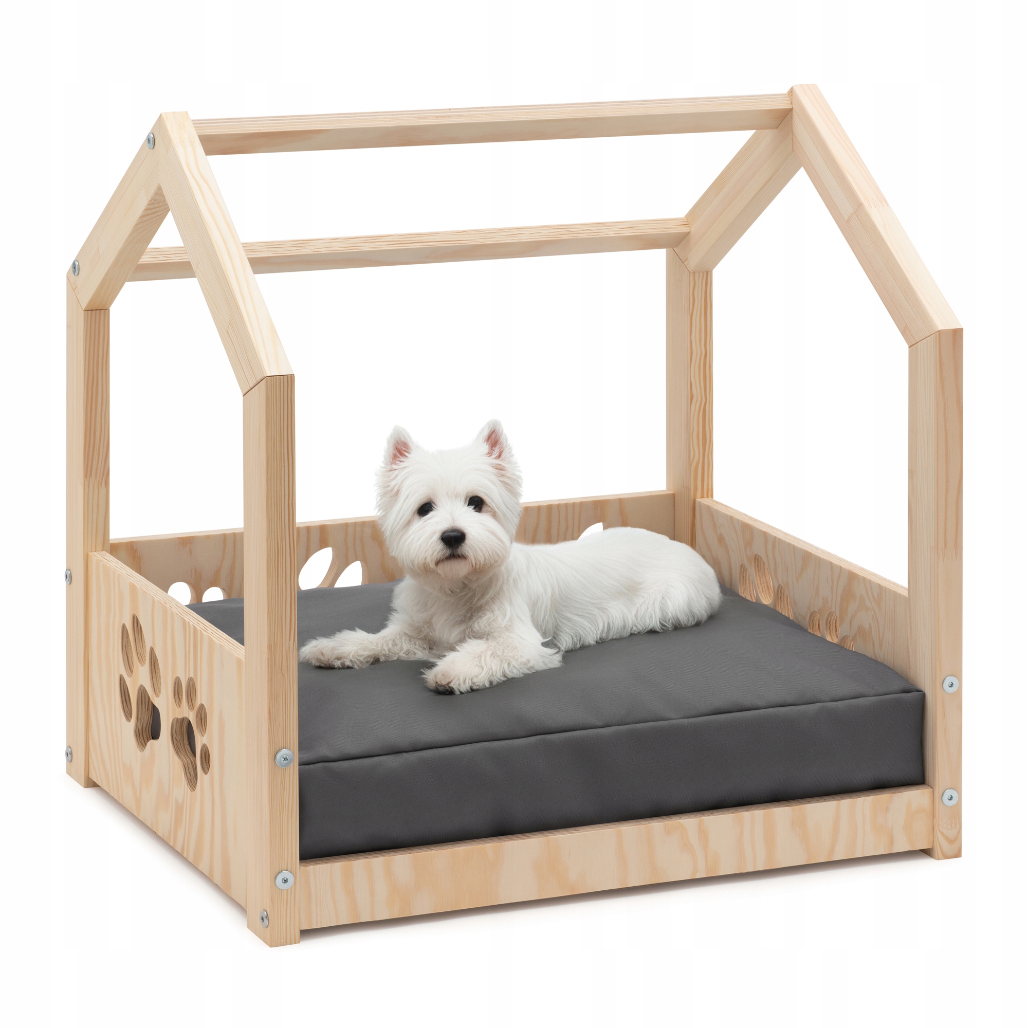 Legowisko dla psa Domek drewniany posłanie kanapa łóżko z Poduszką 59x49x63